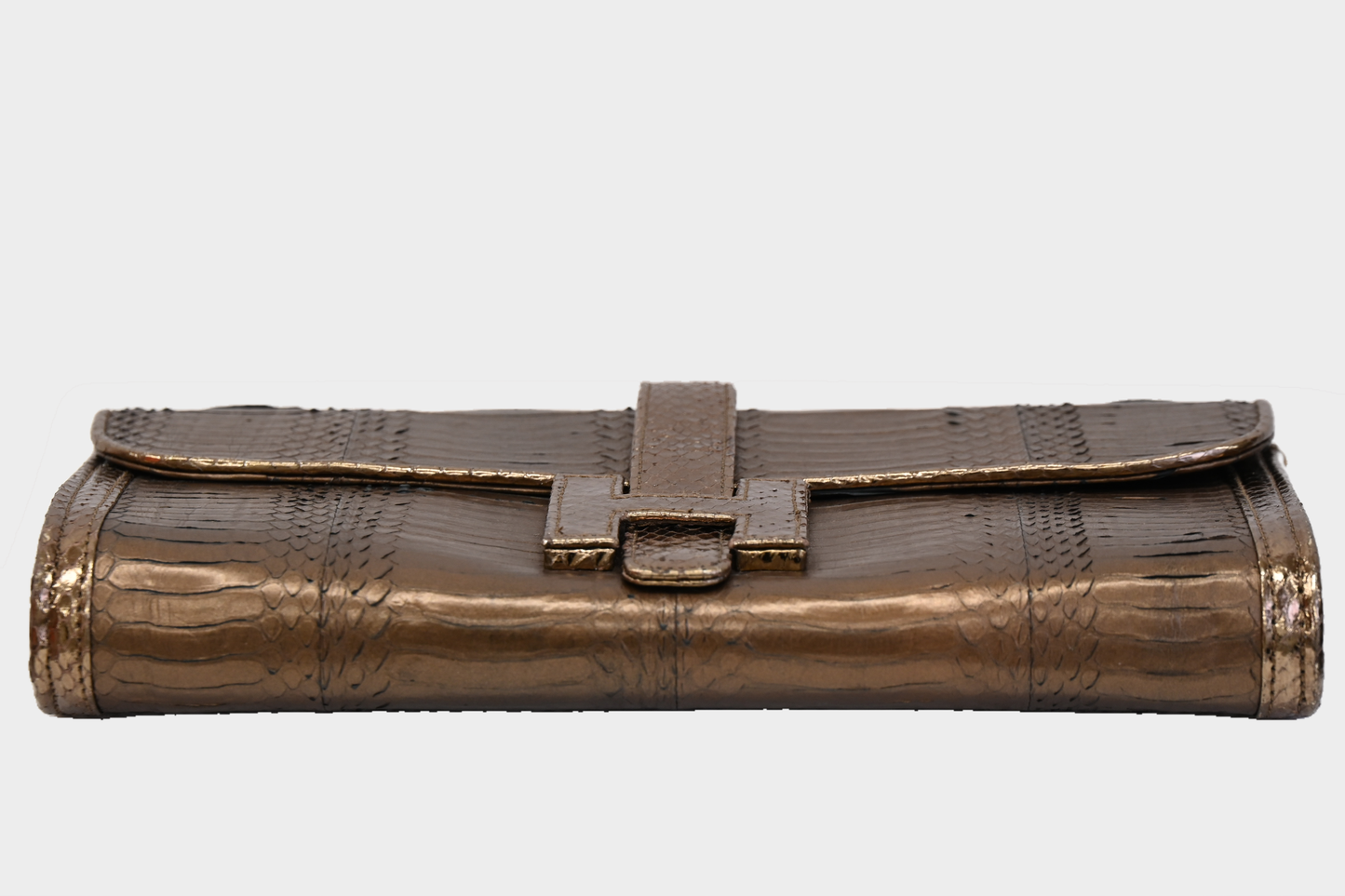 Vintage Metallic Bronze Exotic Snakeskin Clutch