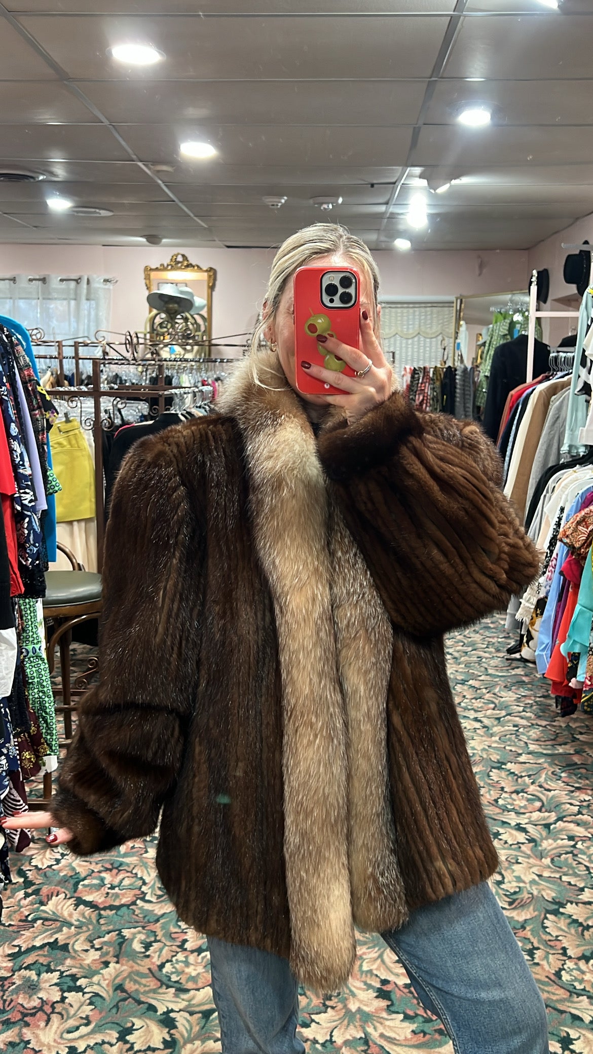 Mink and Crystal Fox Fur Jacket