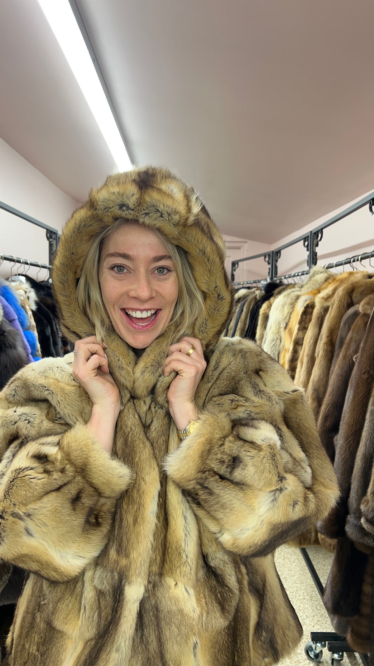 Vintage Fur Jacket with Detachable Hood