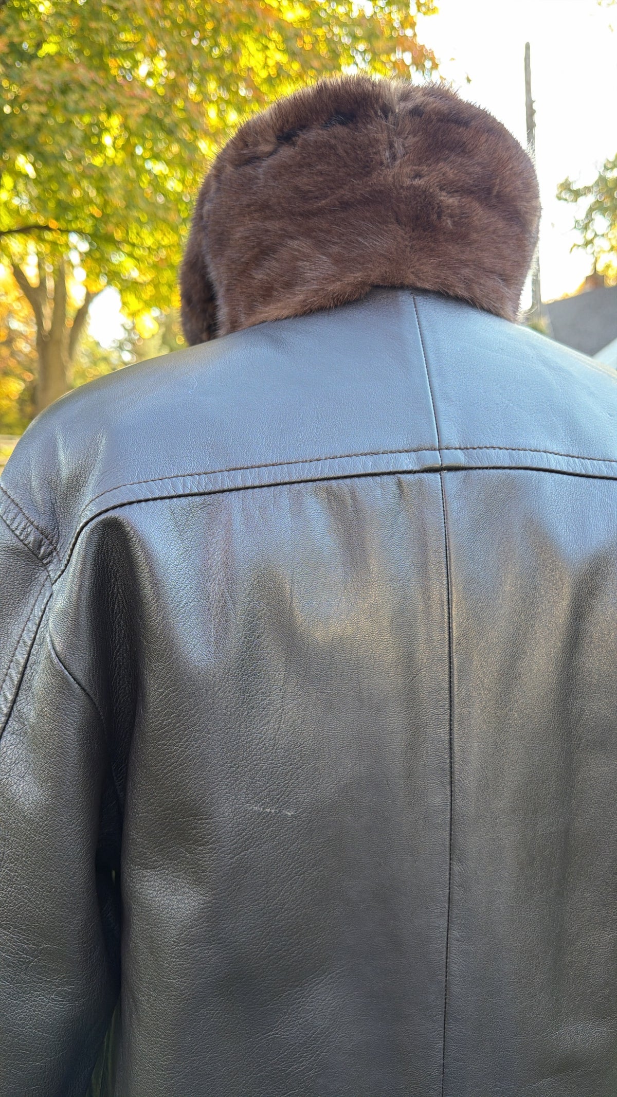 Neiman Marcus Mink Fur & Leather Whipstitch Reversible Jacket