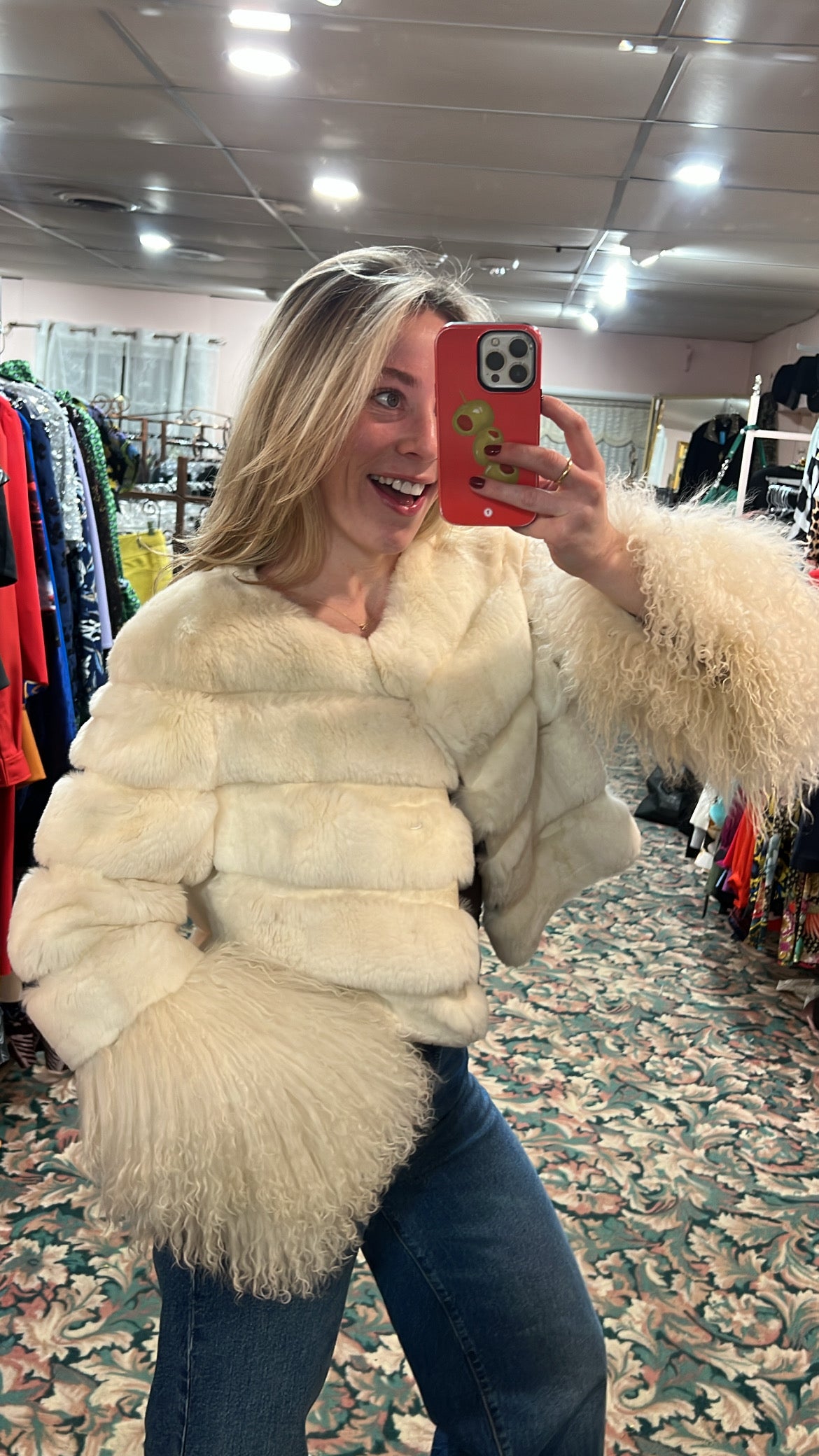 Rabbit and Mongolian Fur Jacket