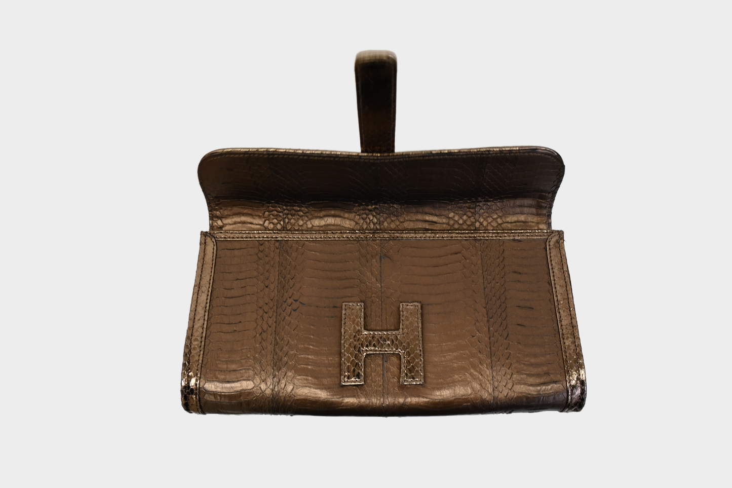 Vintage Metallic Bronze Exotic Snakeskin Clutch