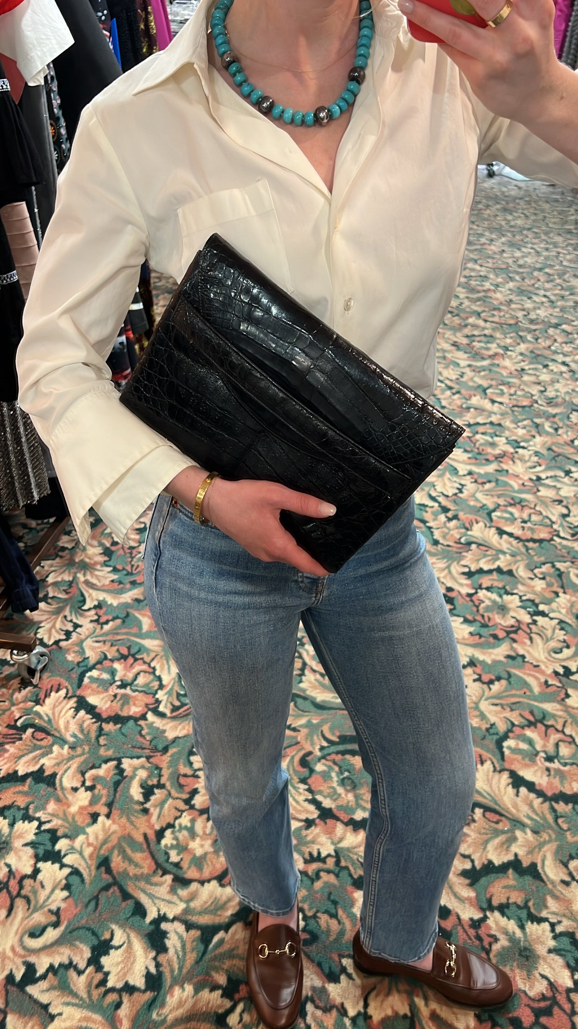 Marshall Fields Exotic Leather Clutch