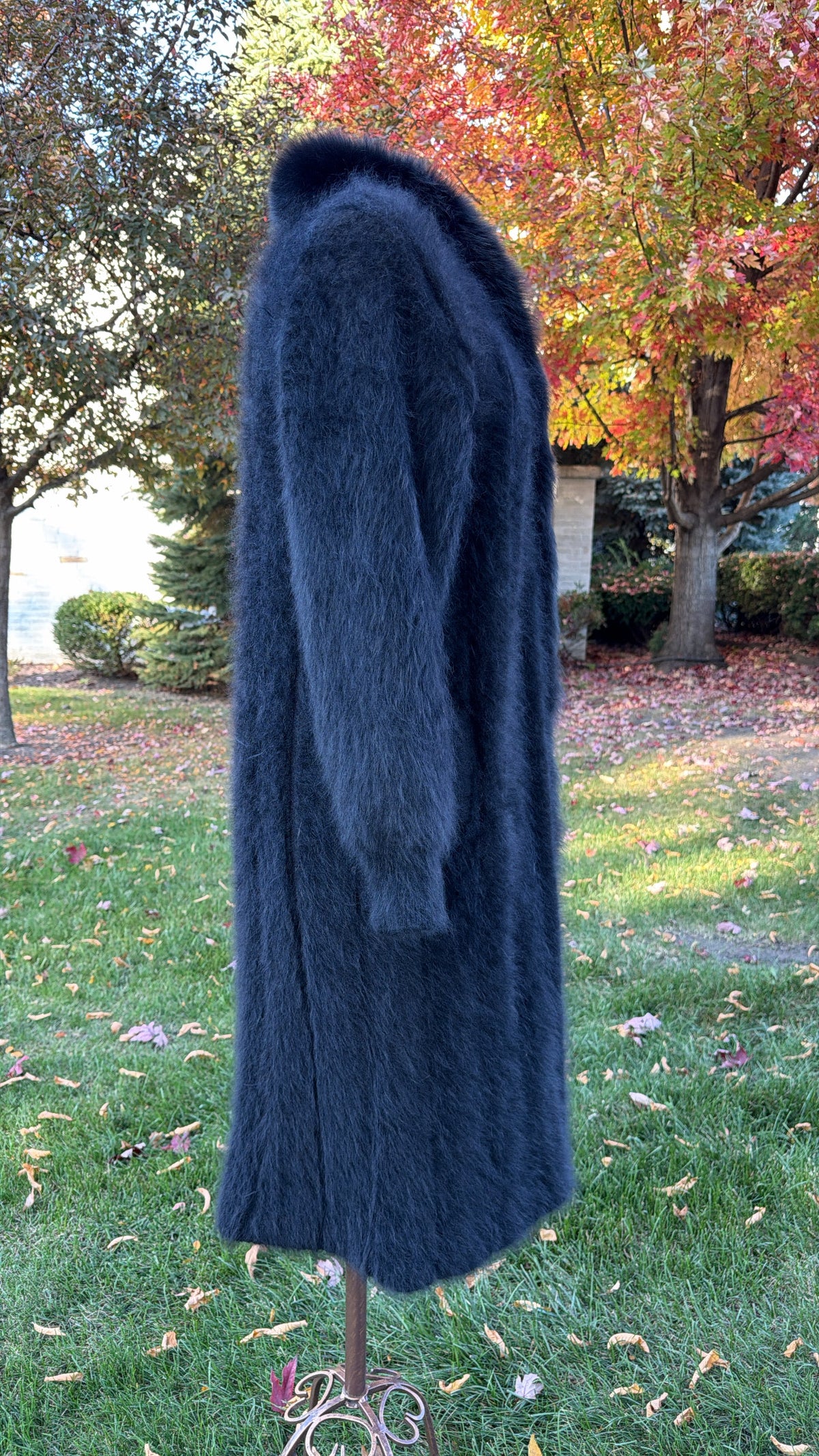 Vintage Angora Coat with Fox Trim