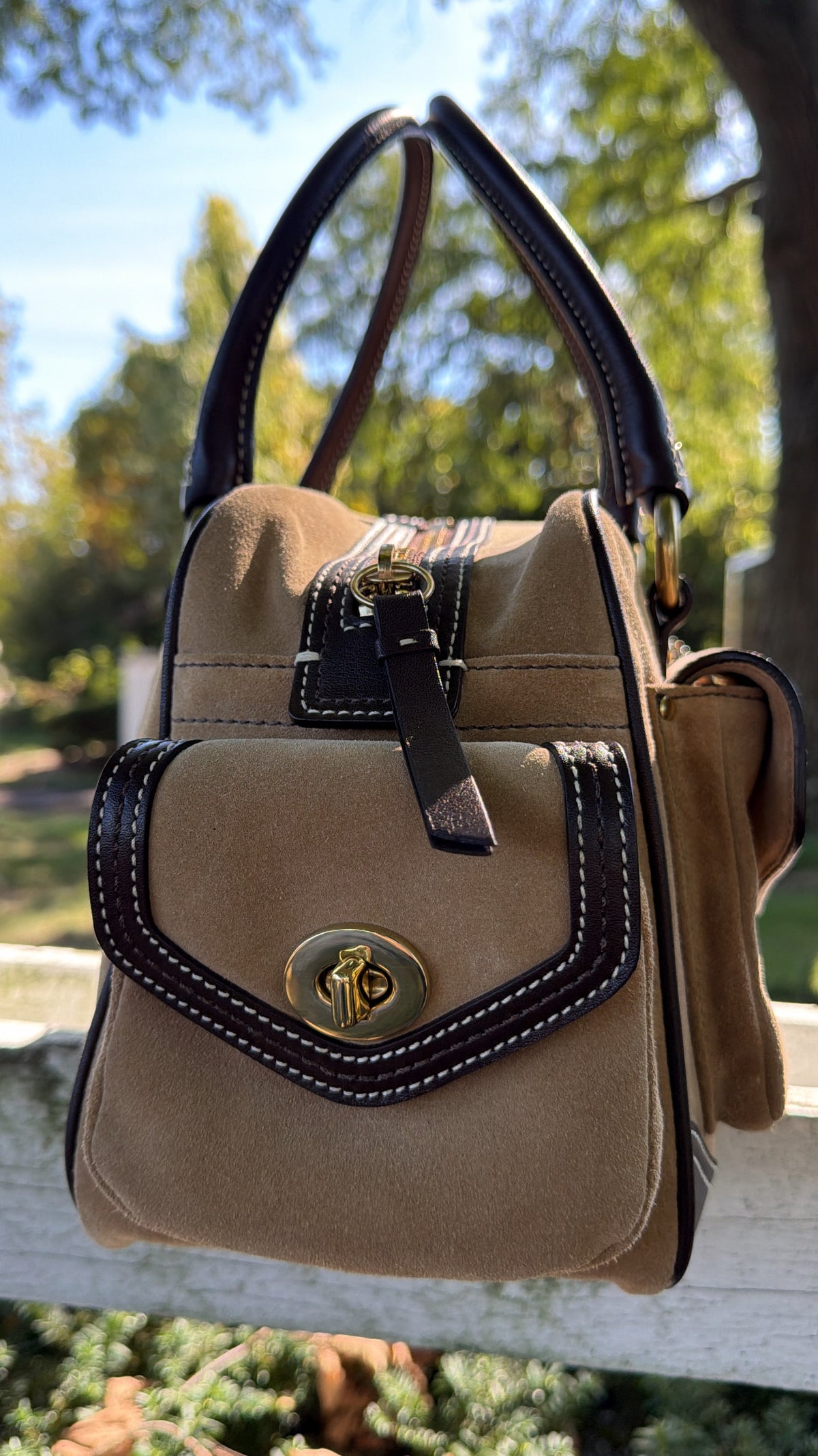Vintage Coach Daphne Legacy Suede & Leather Satchel Bag 3681