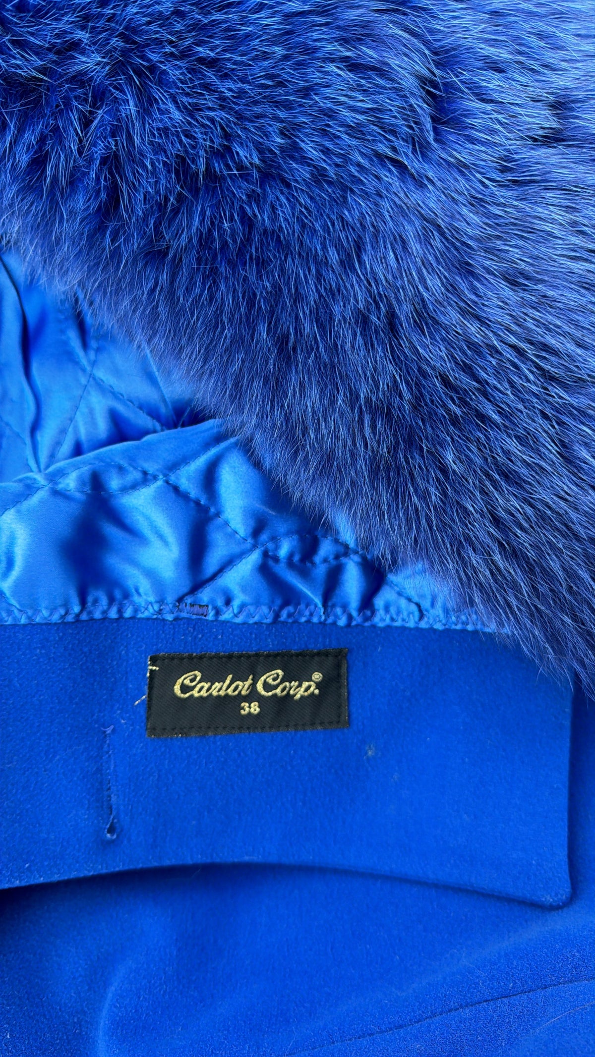 Carlot Corp. Cobalt Blue Wool Jacket with Removable Fox Fur Collar