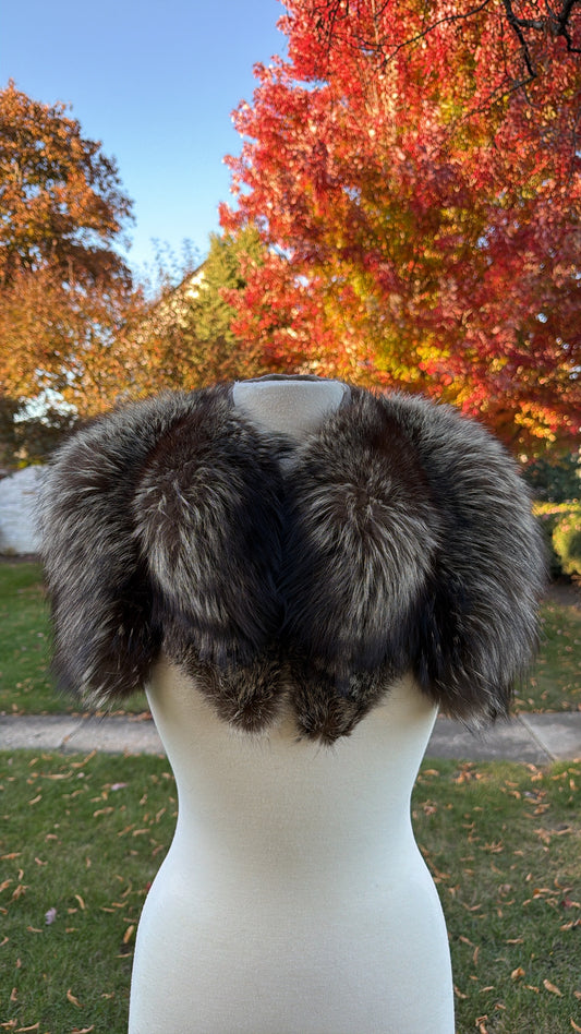 Vintage Silver Fox Shawl Collar