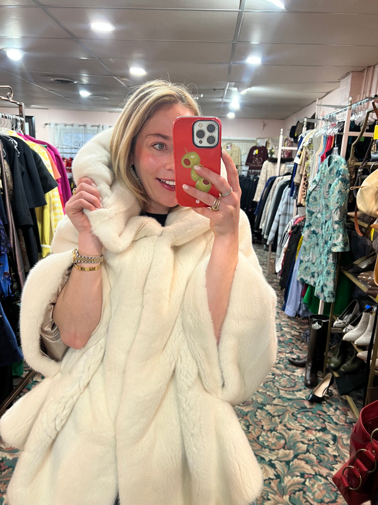 American Legend White Mink Cape Poncho