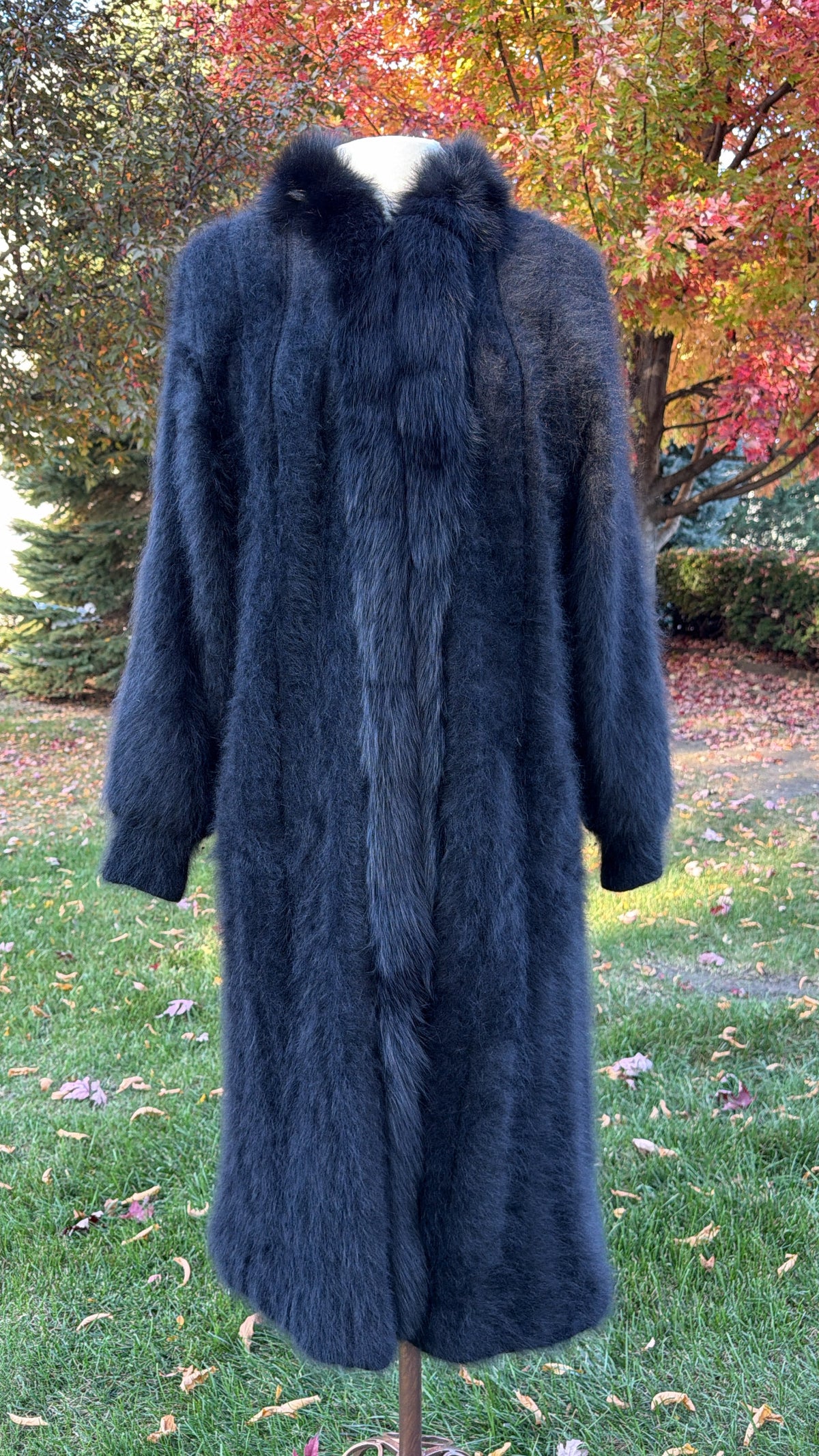 Vintage Angora Coat with Fox Trim