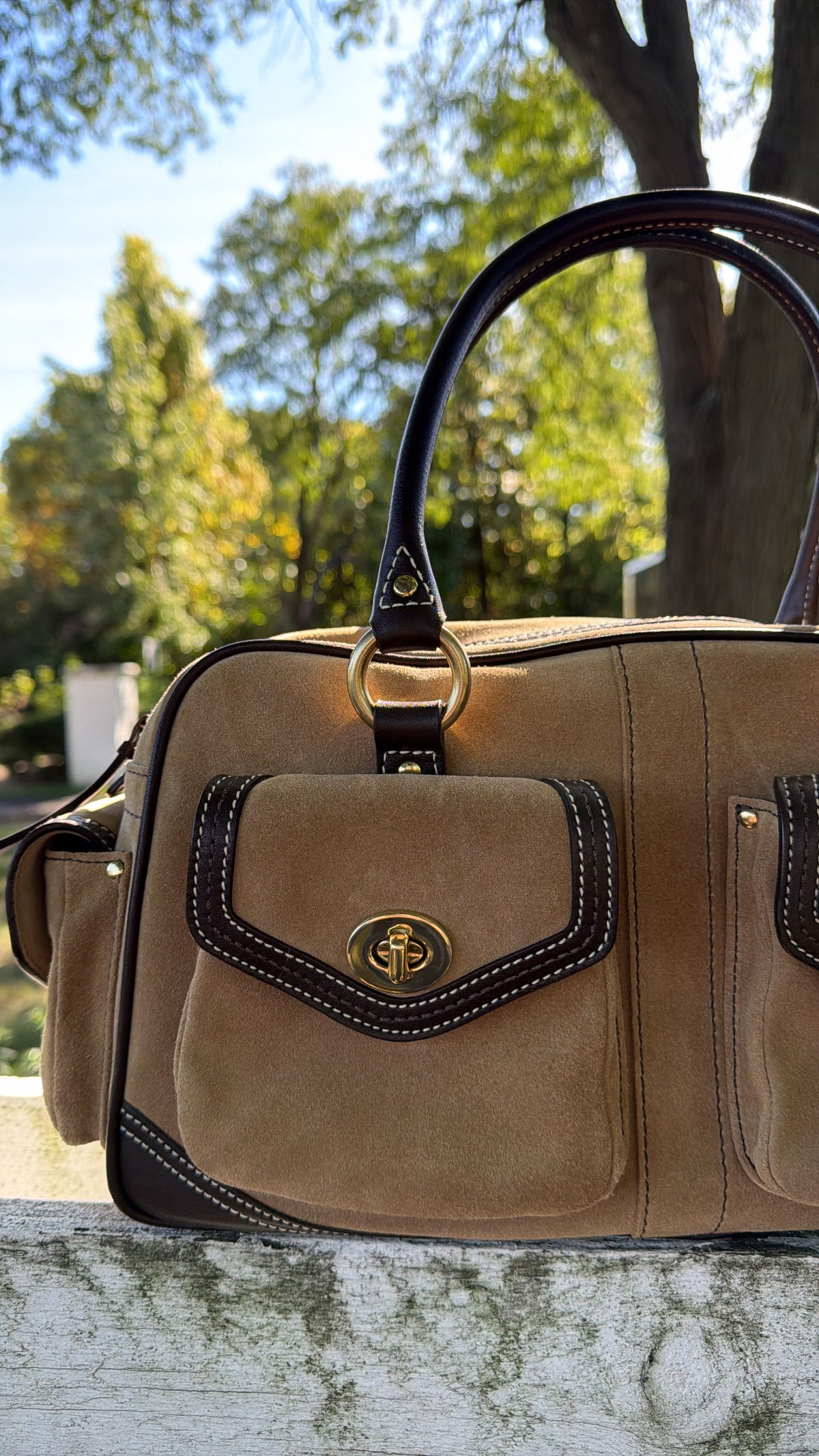 Vintage Coach Daphne Legacy Suede & Leather Satchel Bag 3681