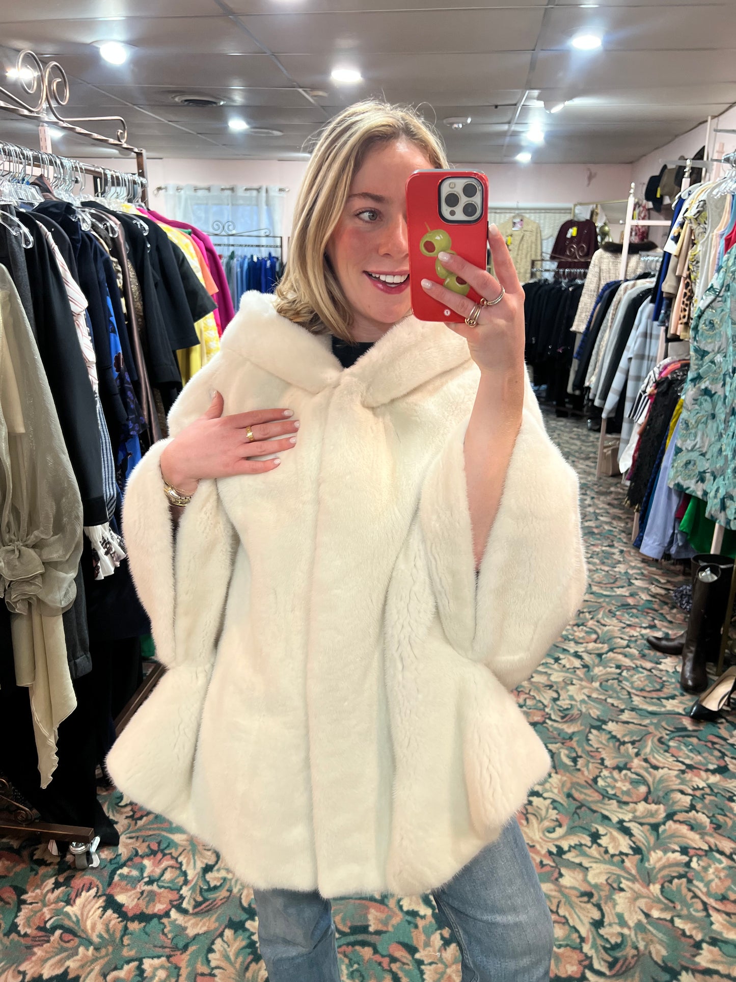 American Legend White Mink Cape Poncho