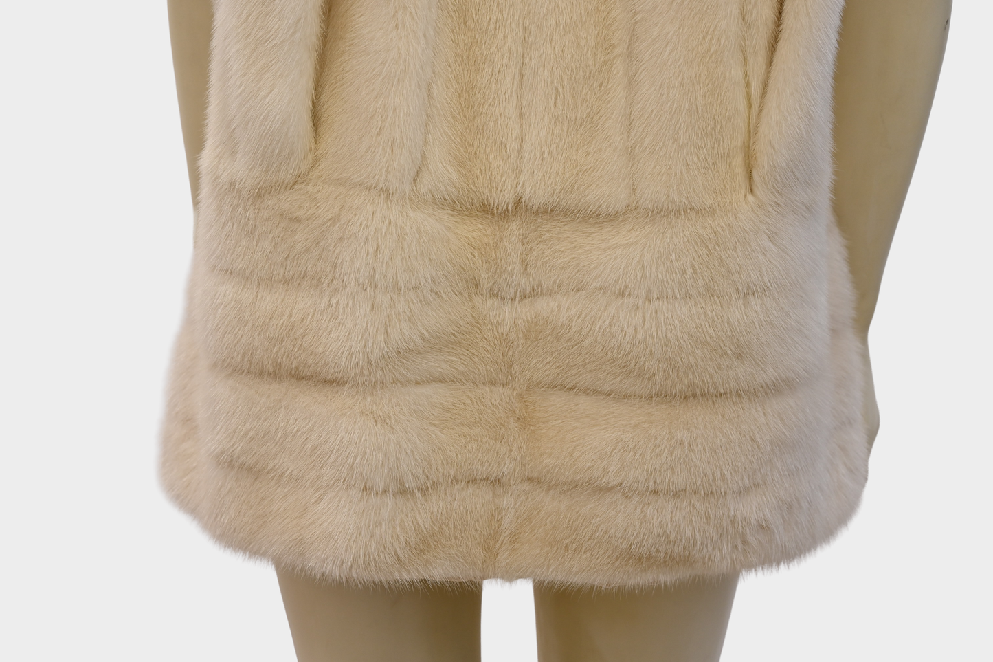Ivory Mink Cape Vest with White Fox Fur Trim