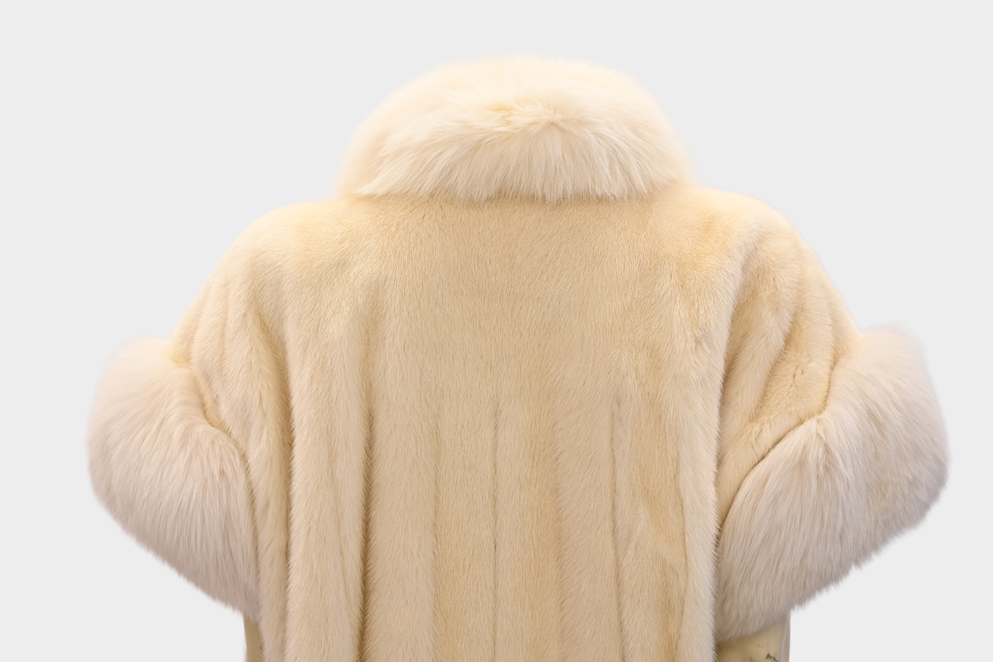 Ivory Mink Cape Vest with White Fox Fur Trim