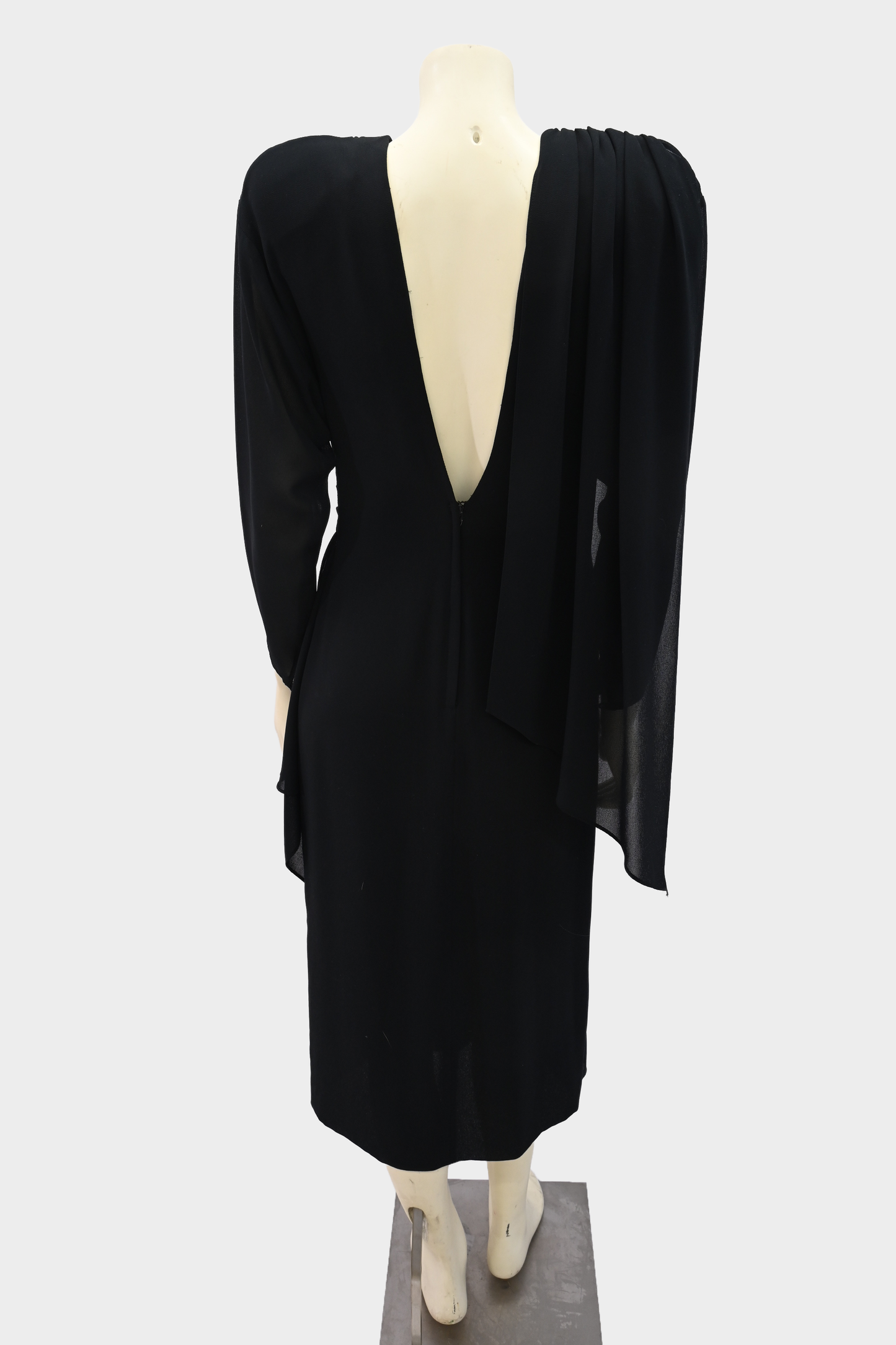 Vintage Casadei Black Beaded Cape Dress