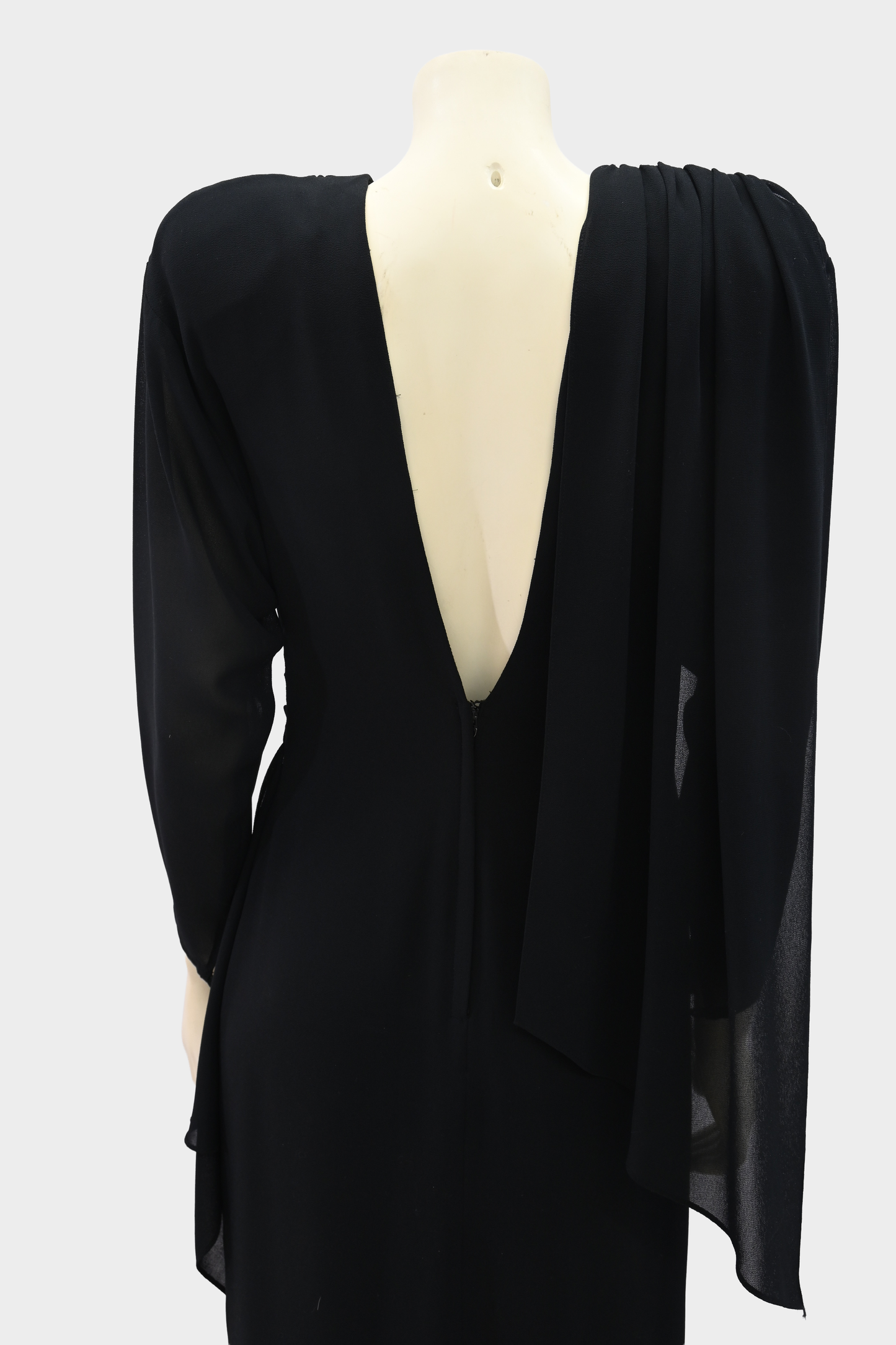 Vintage Casadei Black Beaded Cape Dress