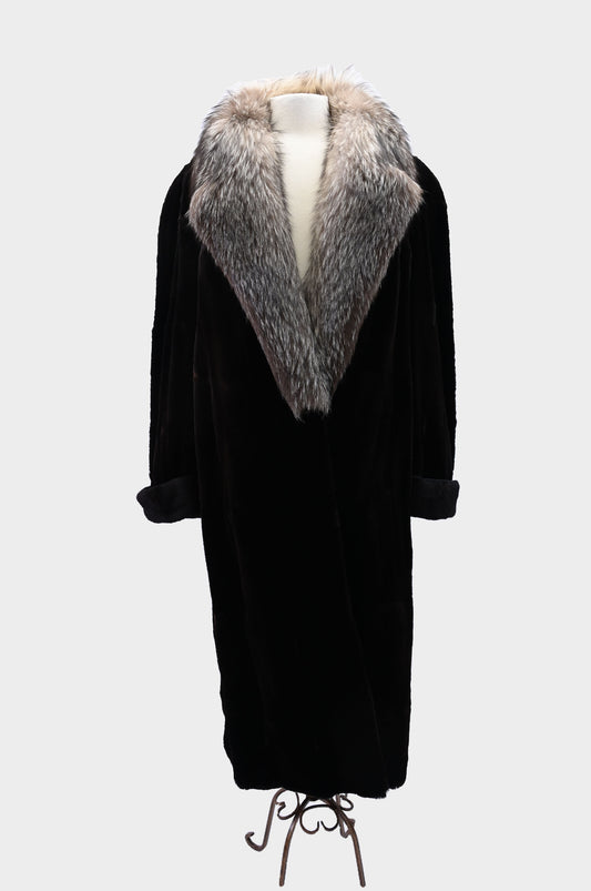 Sheared Beaver and Silver Fox Fur Coat