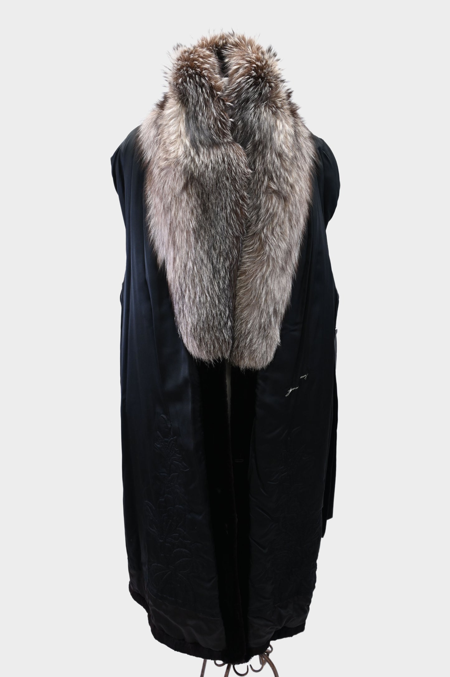 Sheared Beaver and Silver Fox Fur Coat