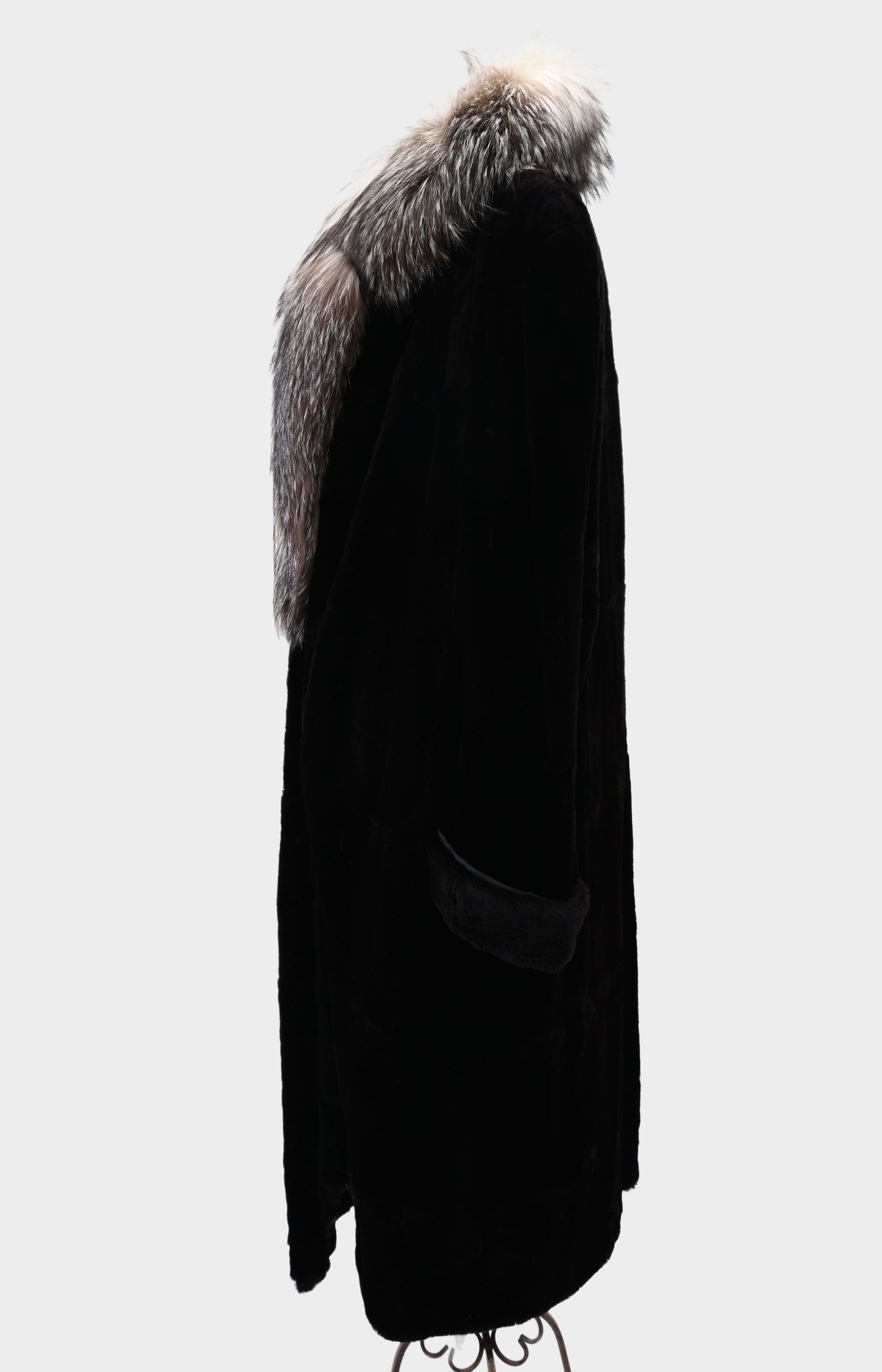 Sheared Beaver and Silver Fox Fur Coat