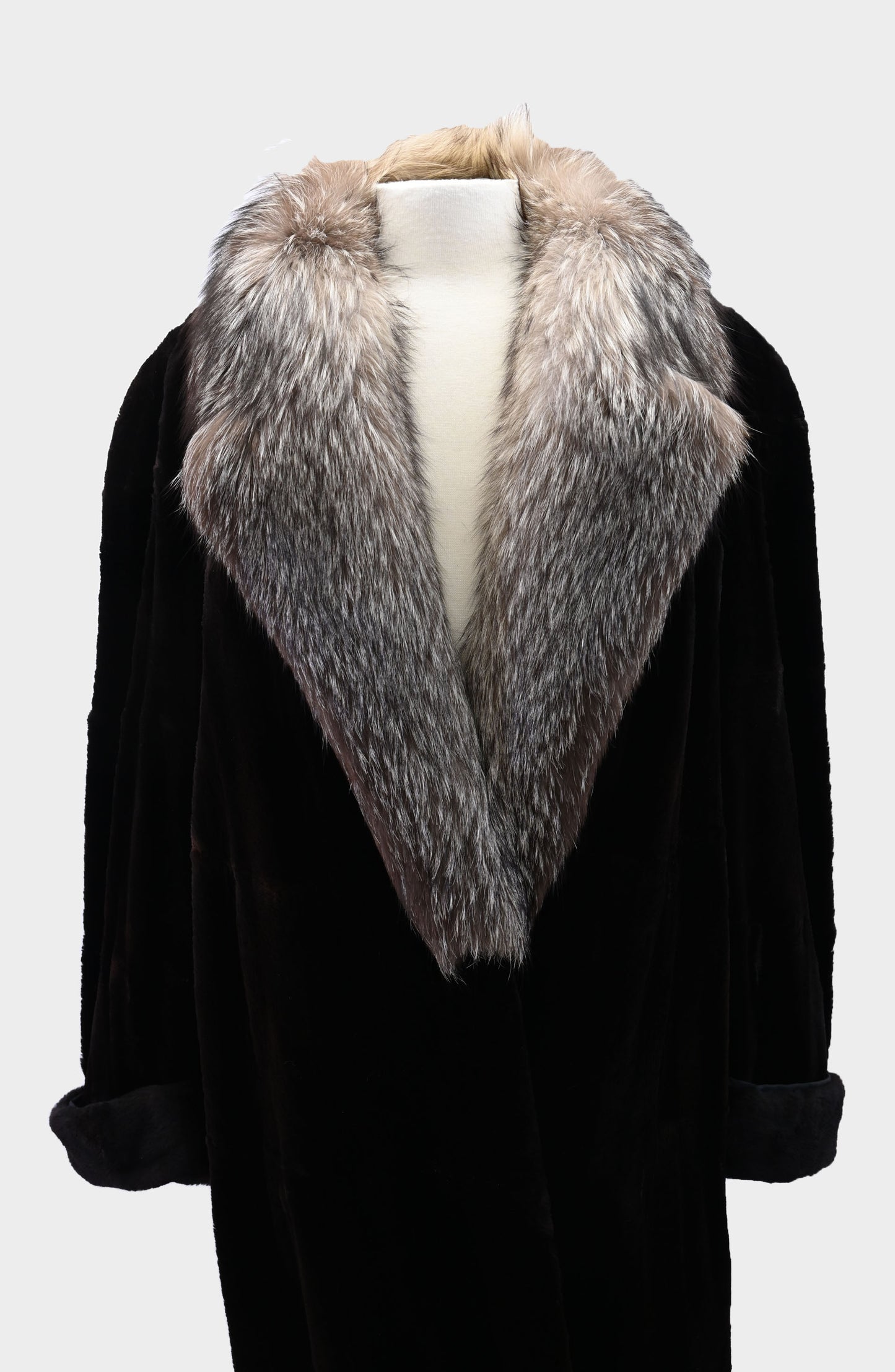 Sheared Beaver and Silver Fox Fur Coat
