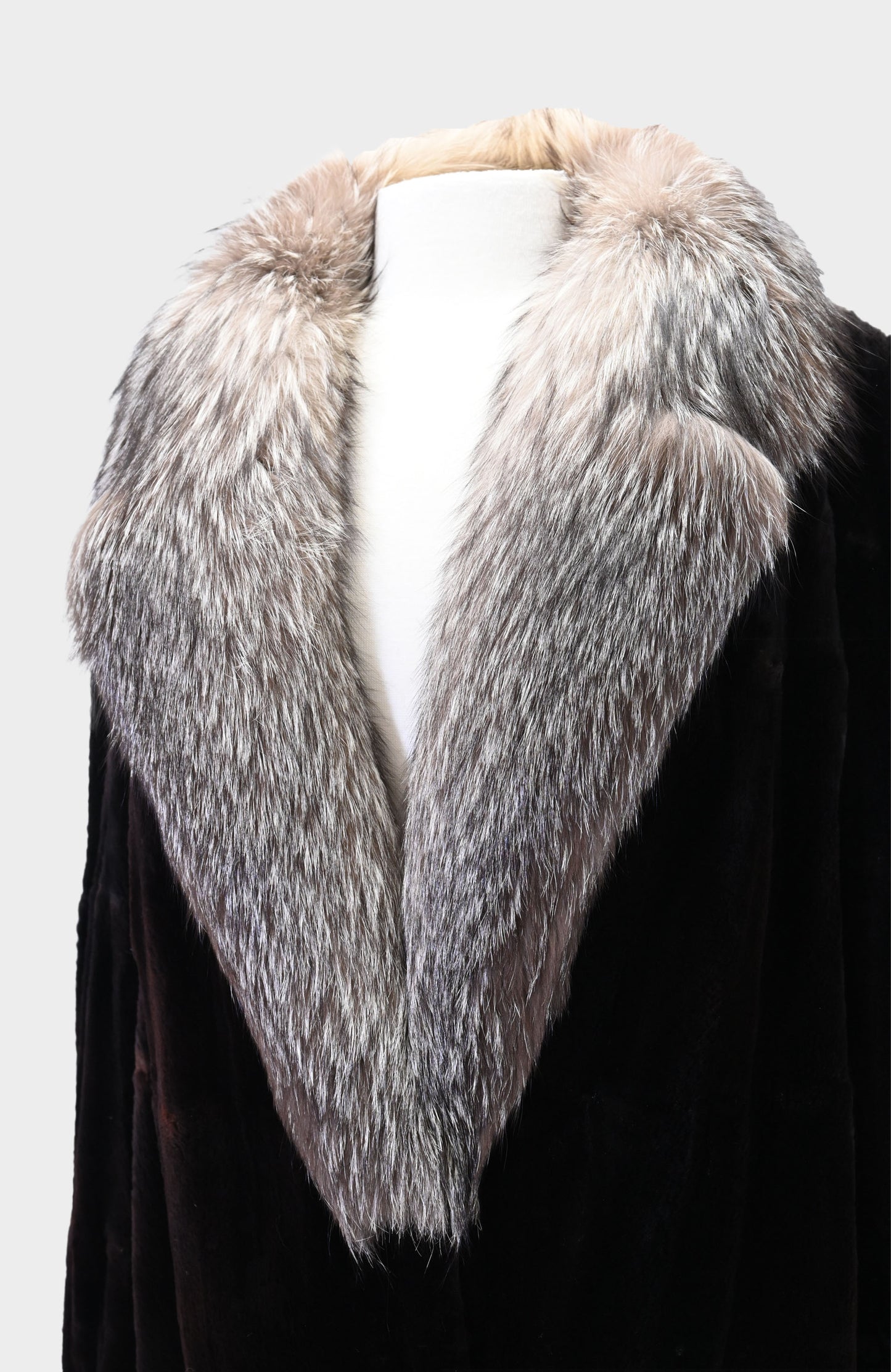 Sheared Beaver and Silver Fox Fur Coat