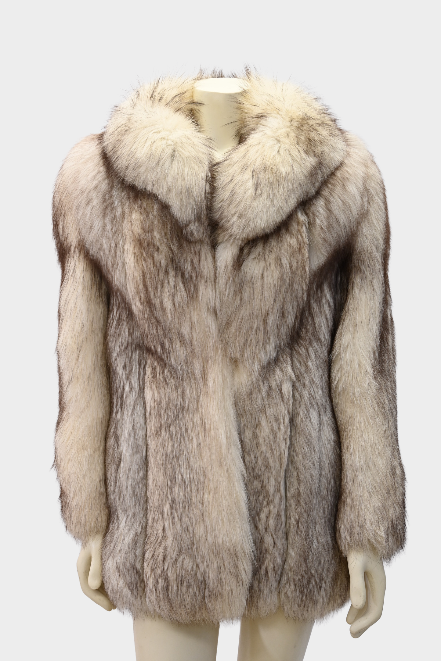 Blush Fox Fur Jacket with Dramatic Shawl Collar