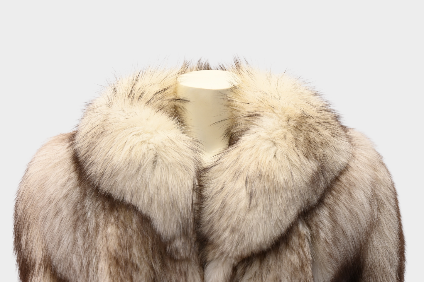 Blush Fox Fur Jacket with Dramatic Shawl Collar