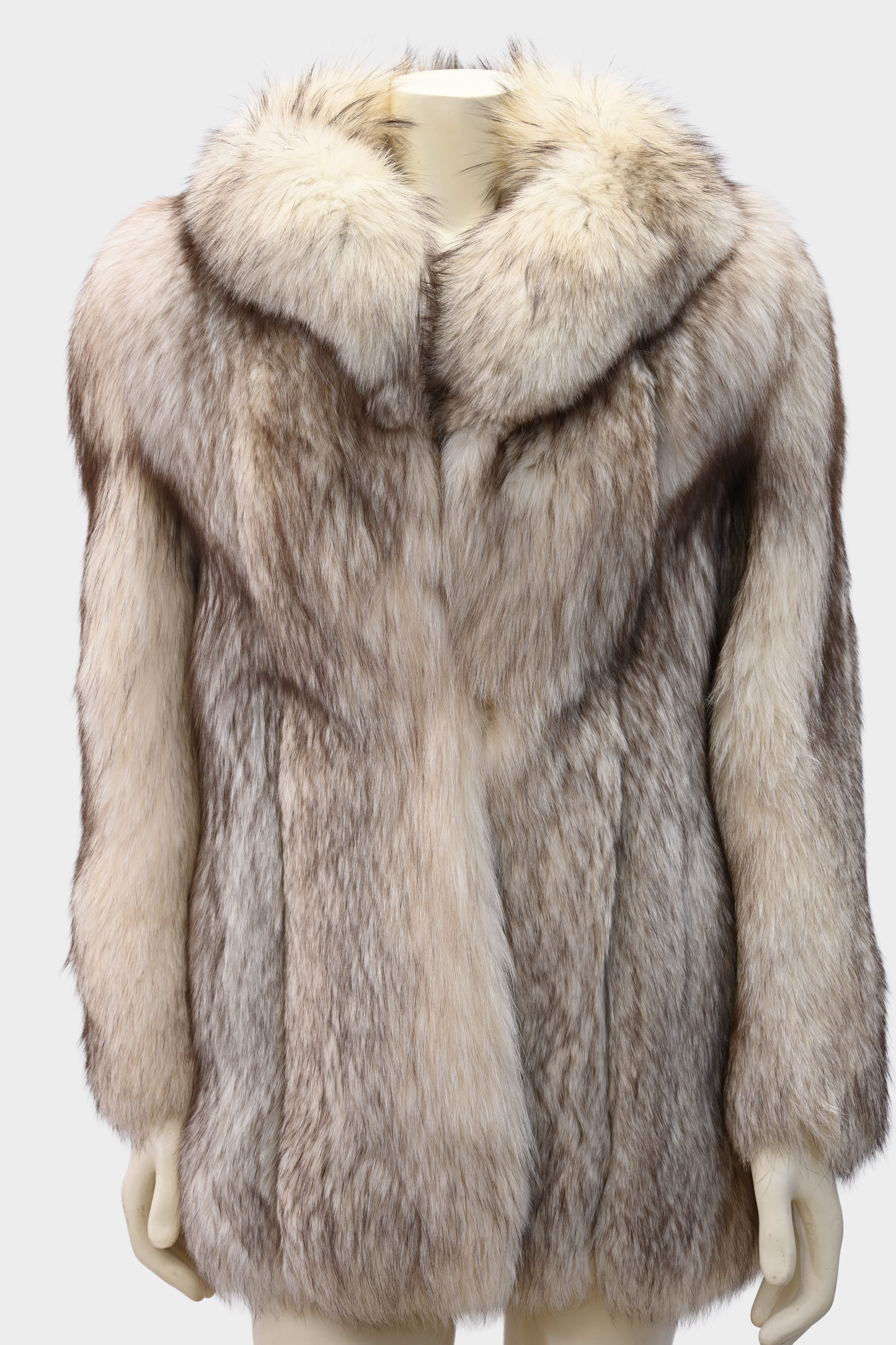 Blush Fox Fur Jacket with Dramatic Shawl Collar