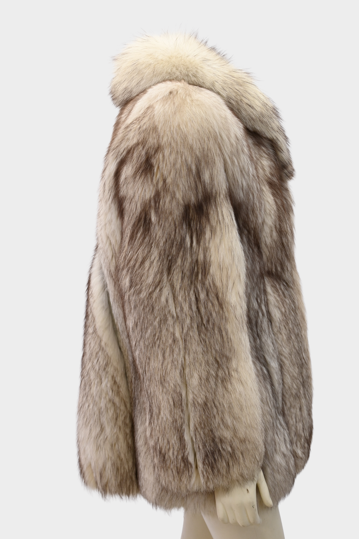 Blush Fox Fur Jacket with Dramatic Shawl Collar
