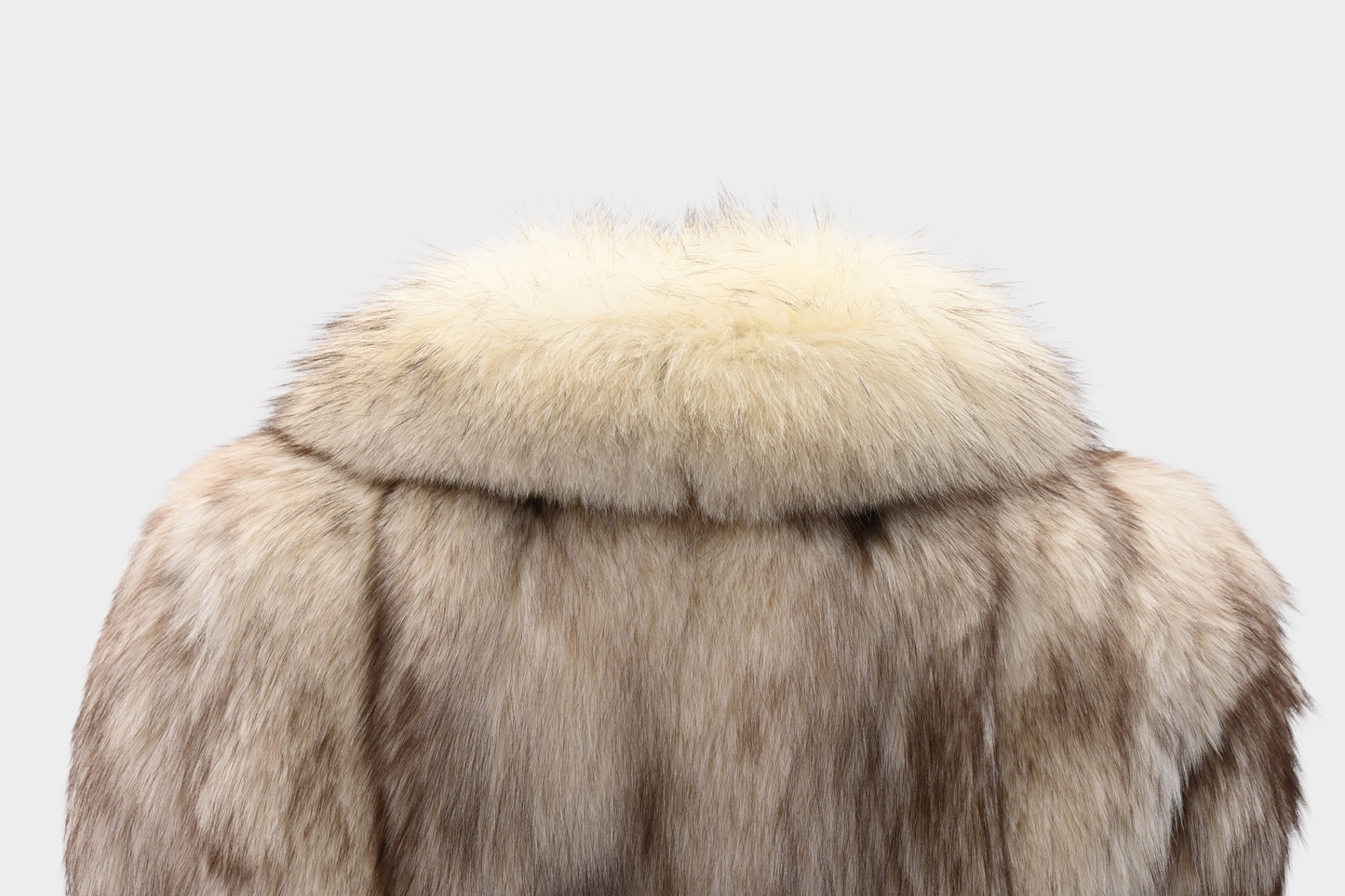 Blush Fox Fur Jacket with Dramatic Shawl Collar