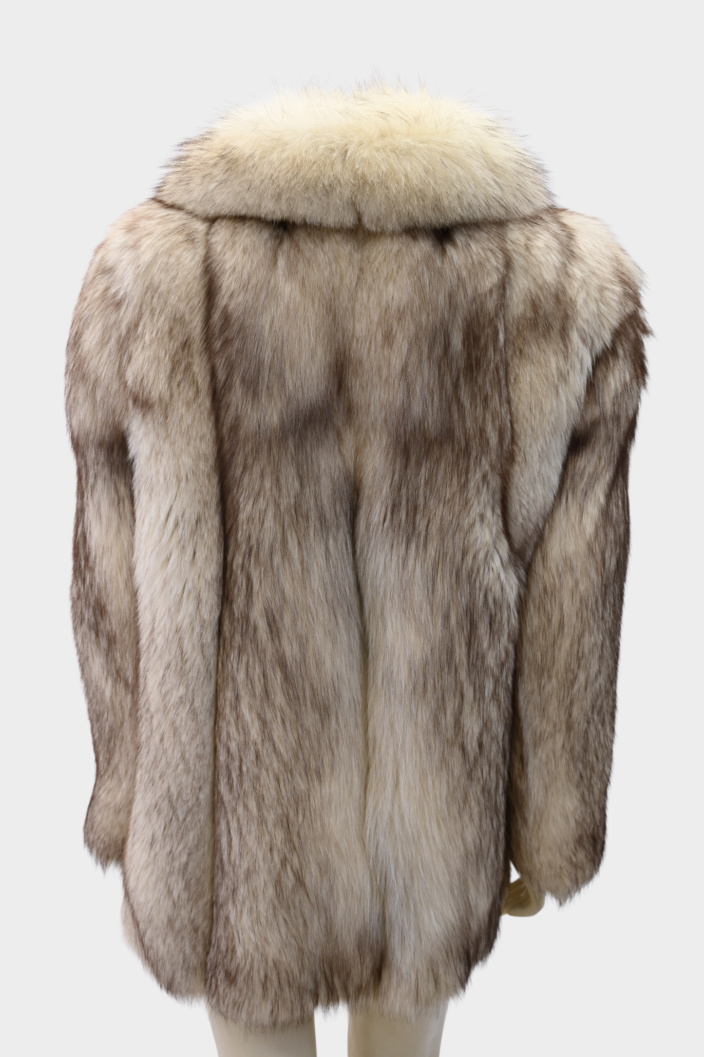 Blush Fox Fur Jacket with Dramatic Shawl Collar
