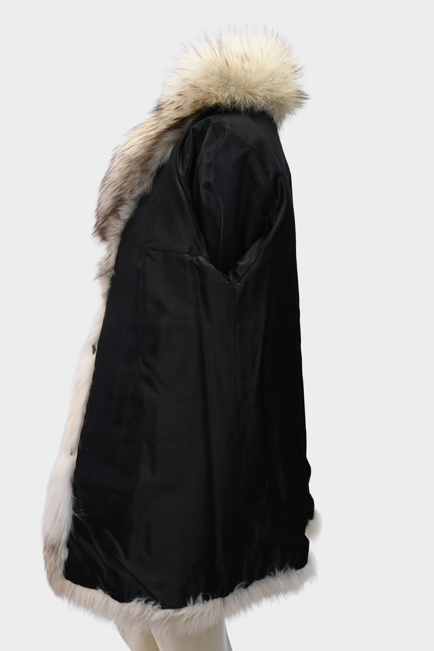 Blush Fox Fur Jacket with Dramatic Shawl Collar