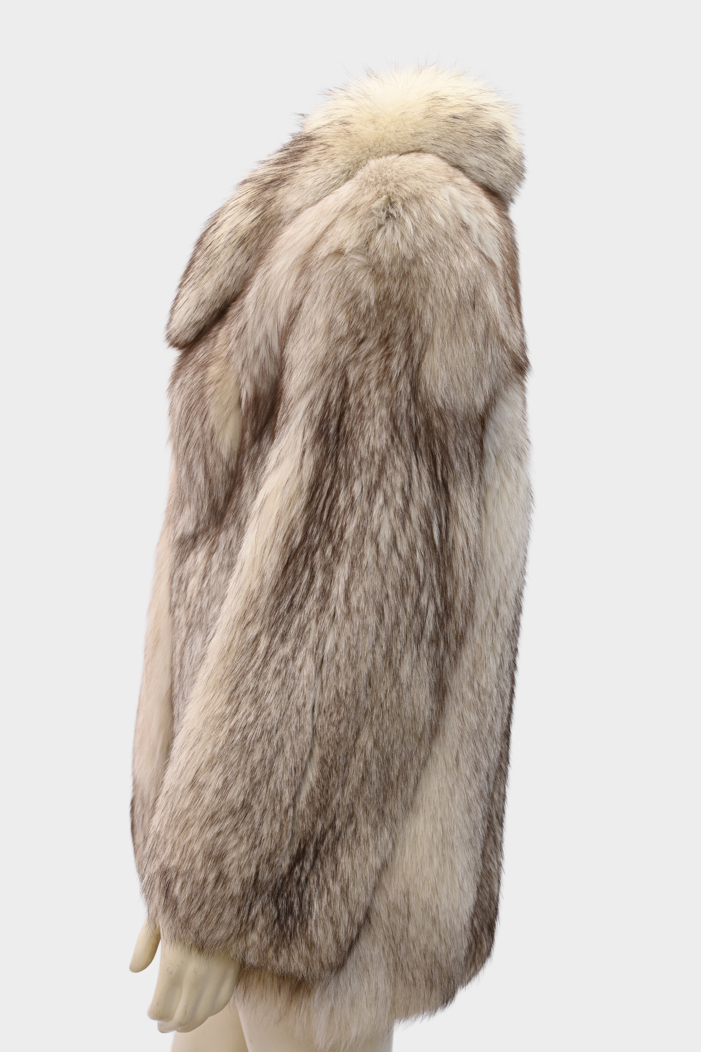 Blush Fox Fur Jacket with Dramatic Shawl Collar