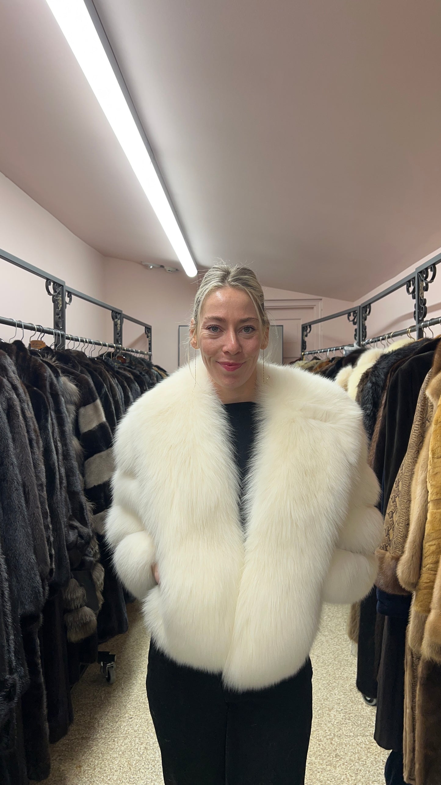 SAGA Furs White Fox Fur Cape Wrap