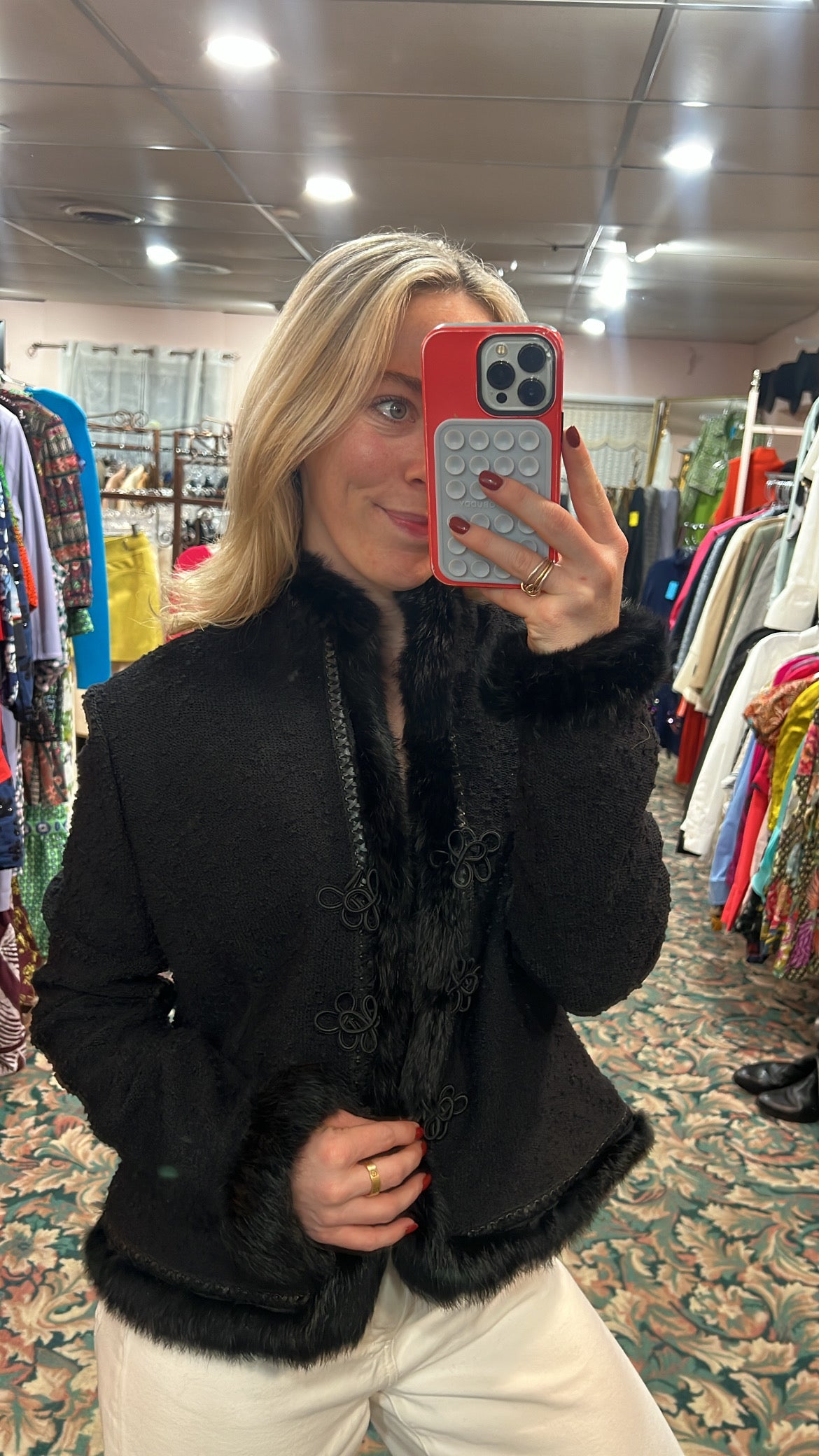 St John Couture Fur Trim Jacket