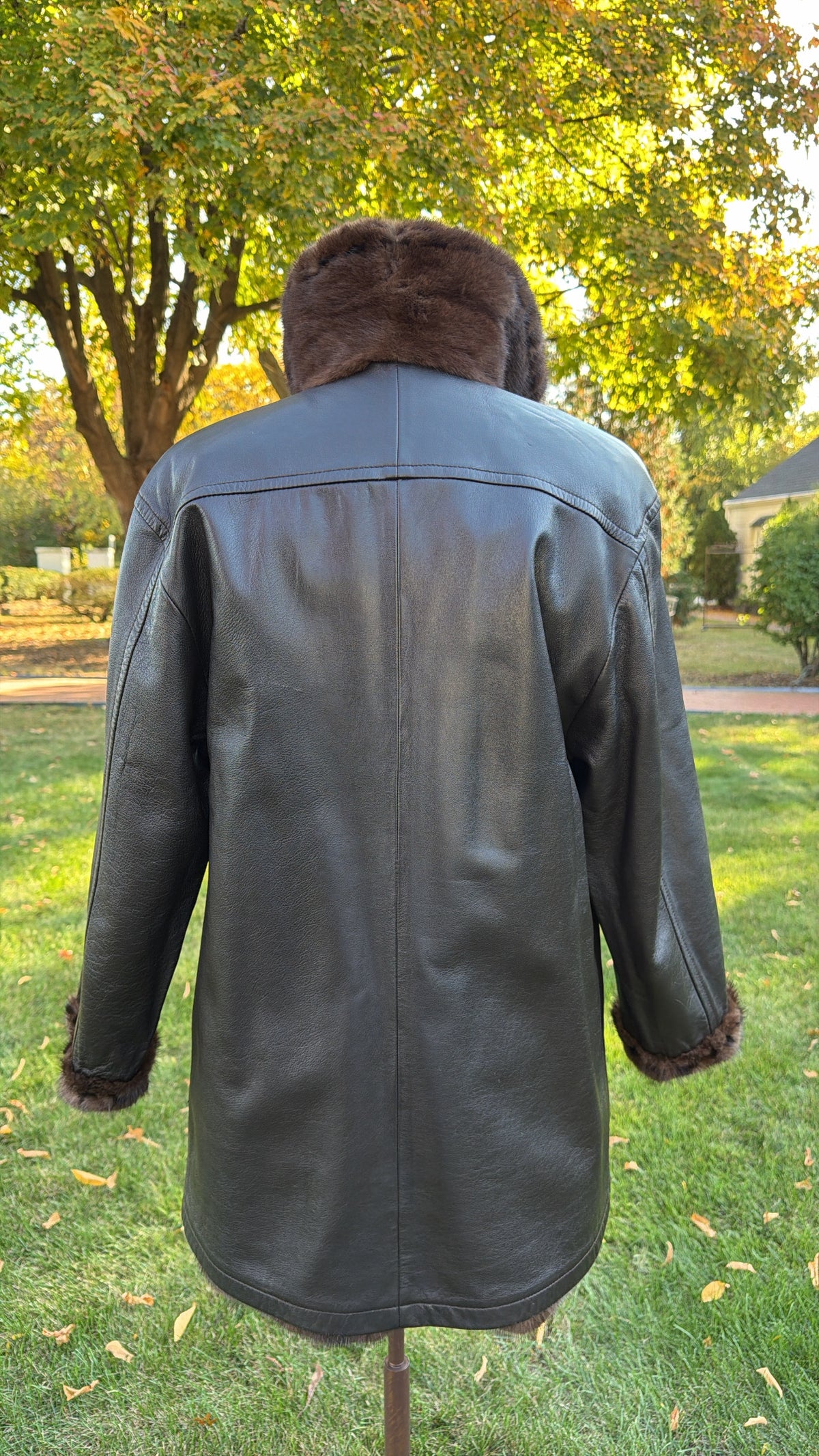 Neiman Marcus Mink Fur & Leather Whipstitch Reversible Jacket