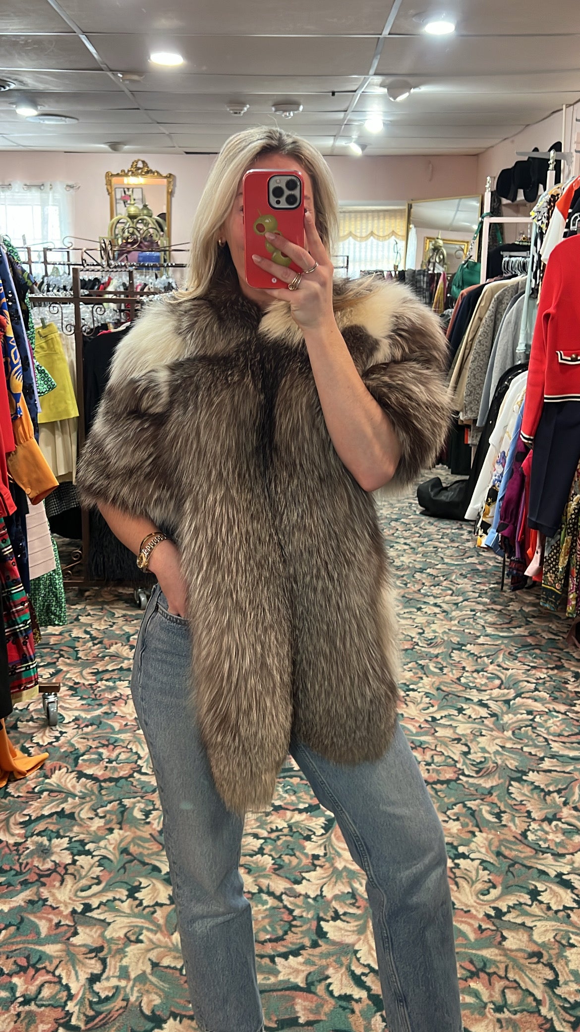 Silver Fox Cropped Fur Jacket