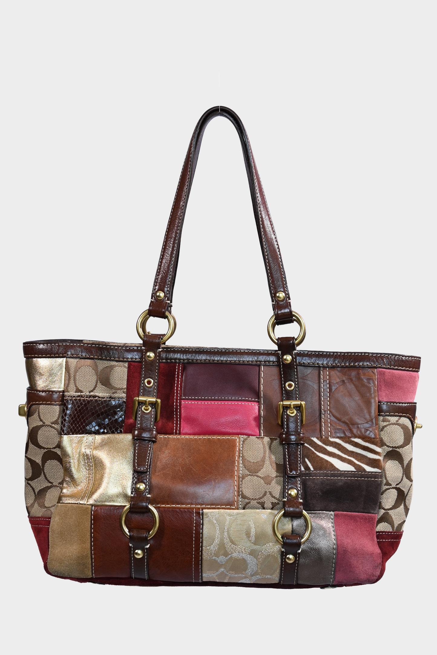 Coach Signature Patchwork Leather Canvas Tote Bag