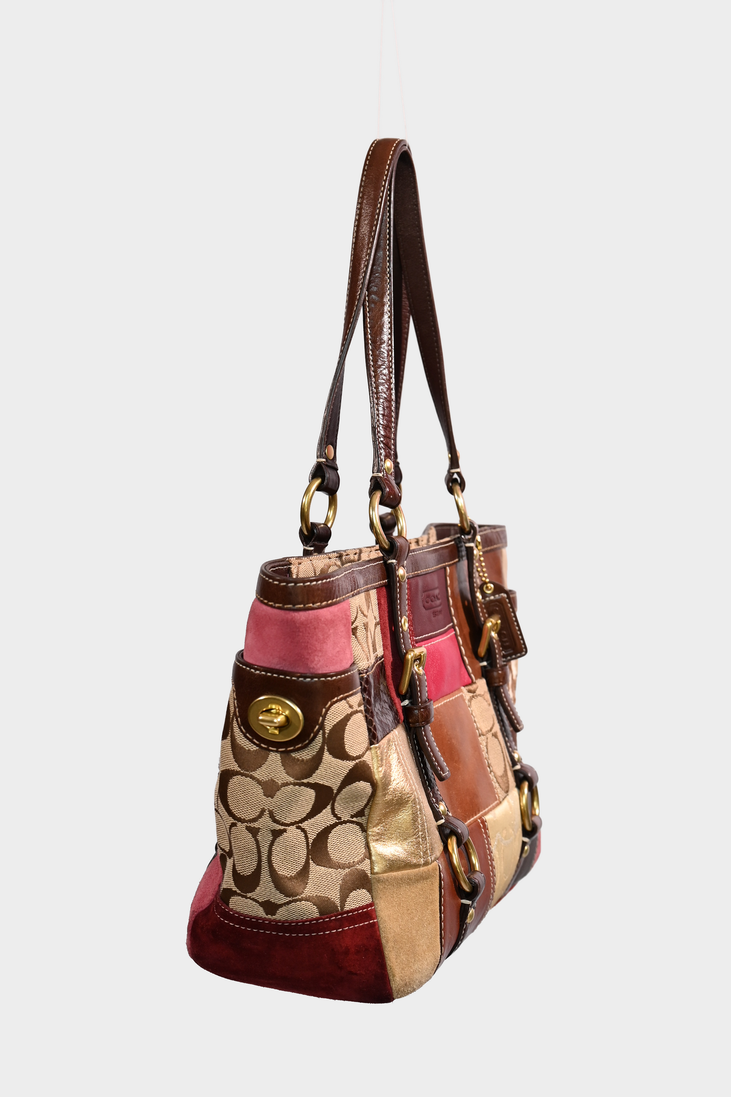 Coach Signature Patchwork Leather Canvas Tote Bag