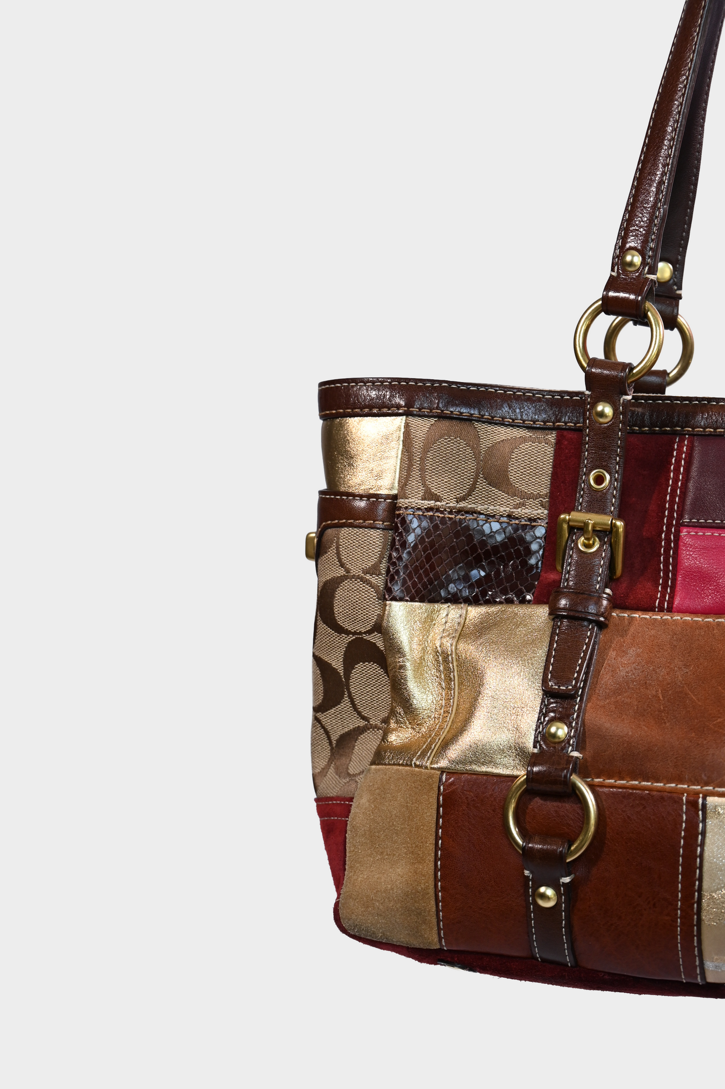 Coach Signature Patchwork Leather Canvas Tote Bag