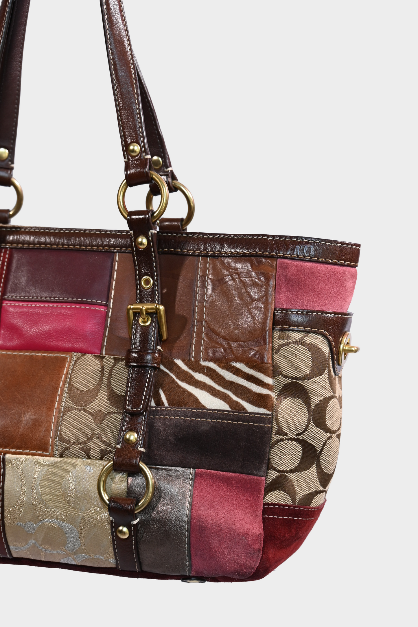 Coach Signature Patchwork Leather Canvas Tote Bag