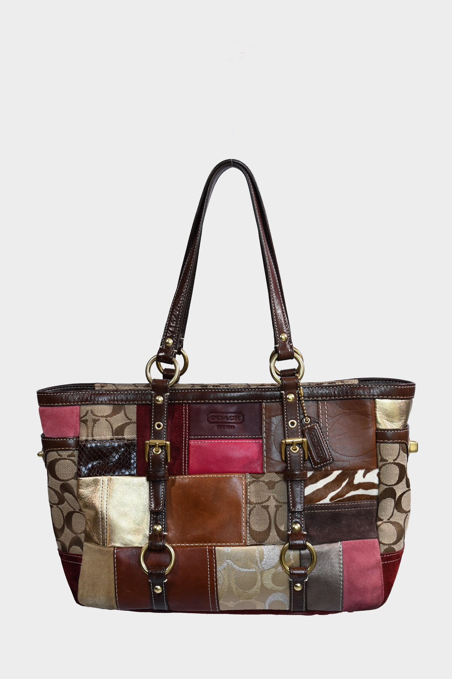 Coach Signature Patchwork Leather Canvas Tote Bag