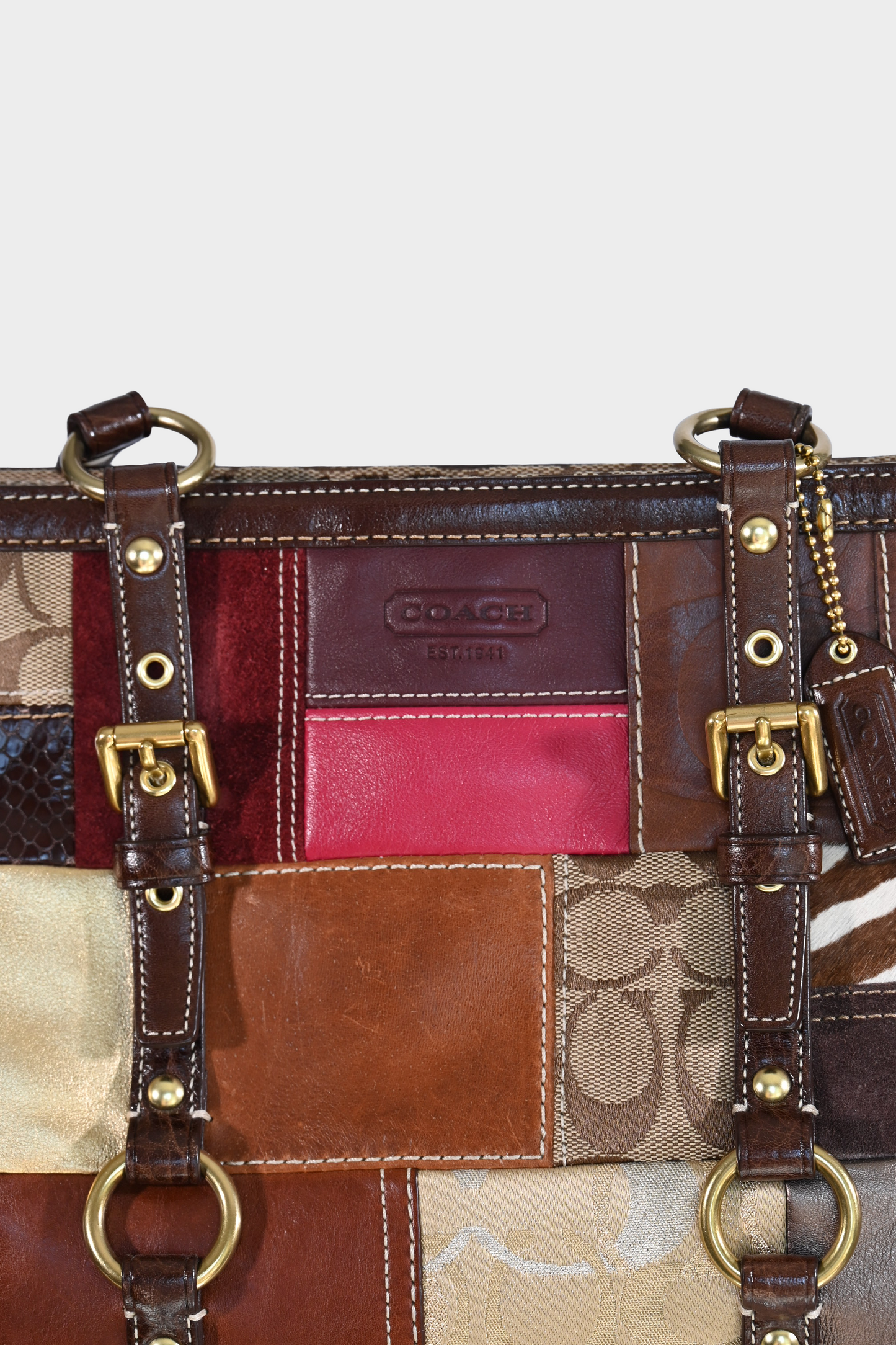 Coach Signature Patchwork Leather Canvas Tote Bag