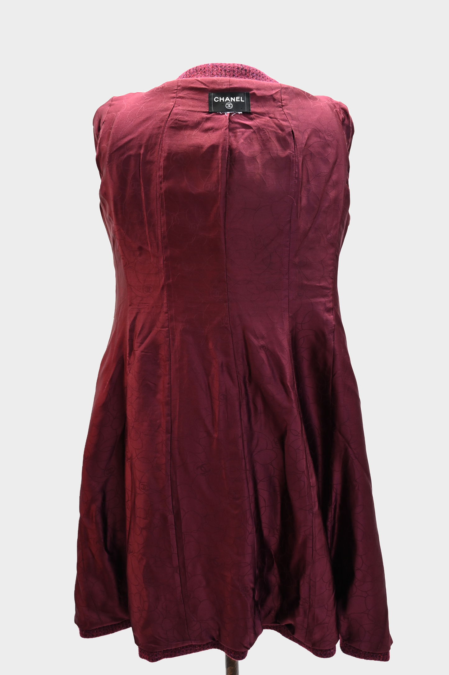 Chanel Cashmere Burgundy Tweed Coat 2001 Collection