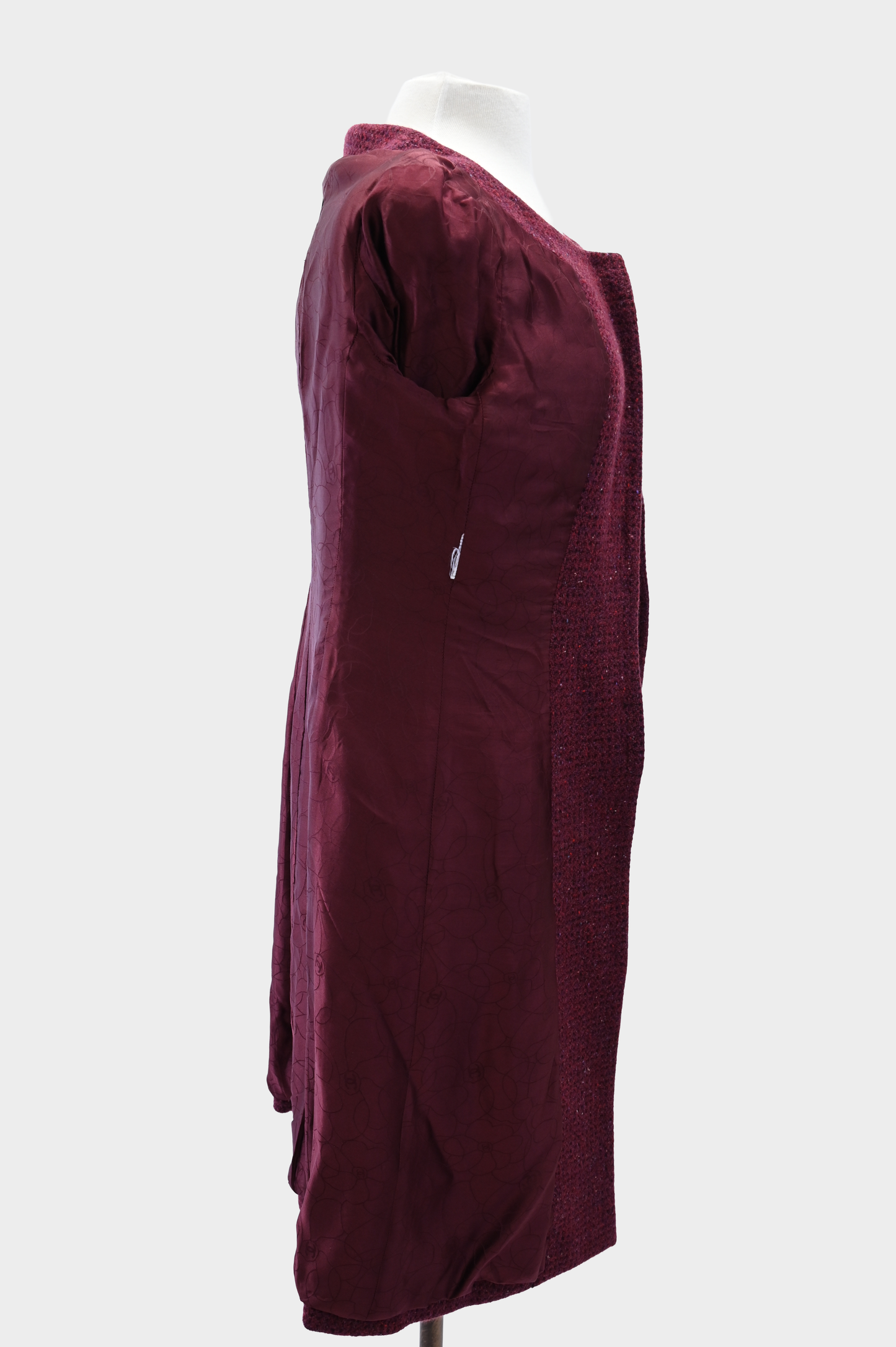 Chanel Cashmere Burgundy Tweed Coat 2001 Collection