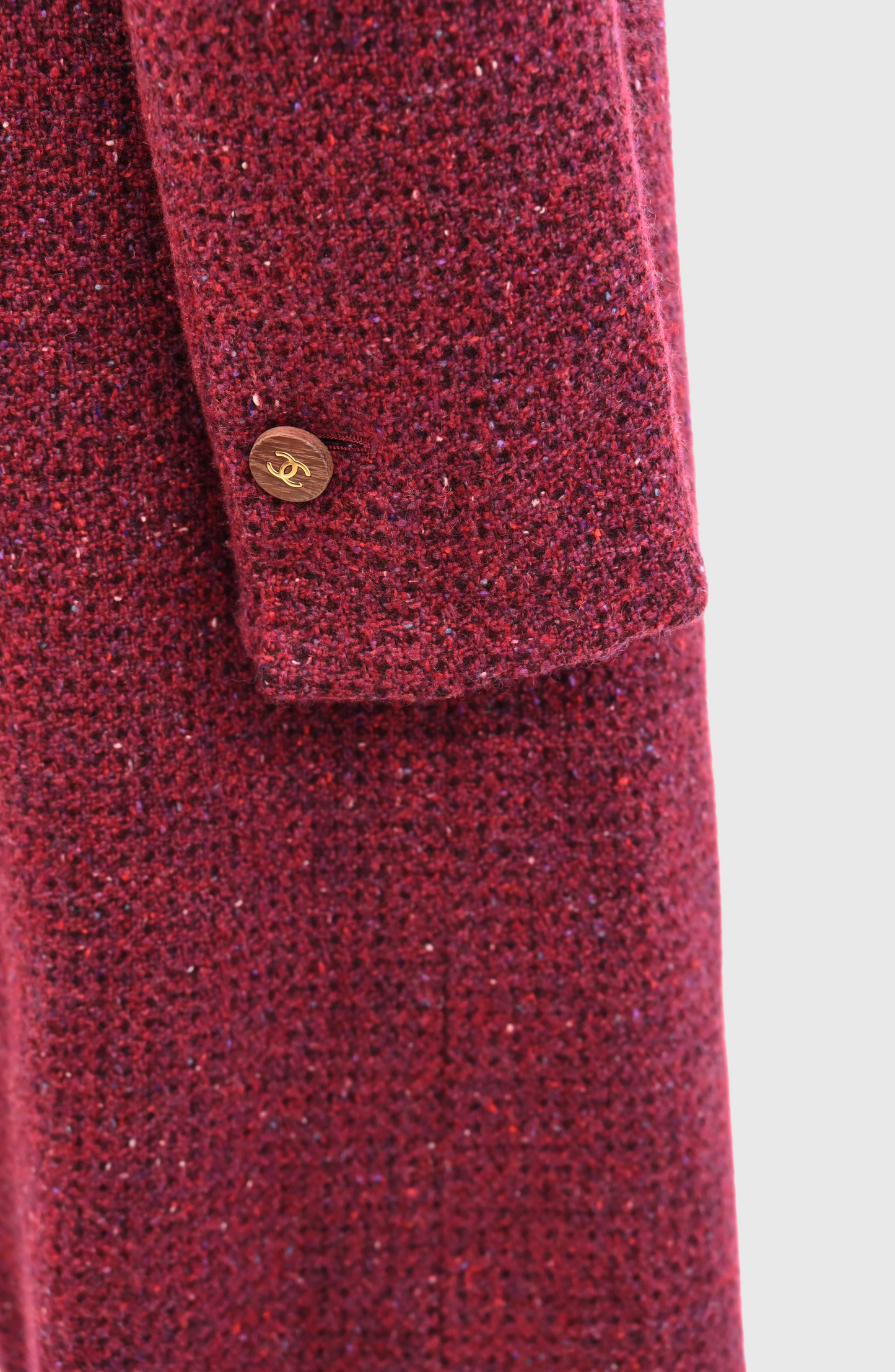 Chanel Cashmere Burgundy Tweed Coat 2001 Collection