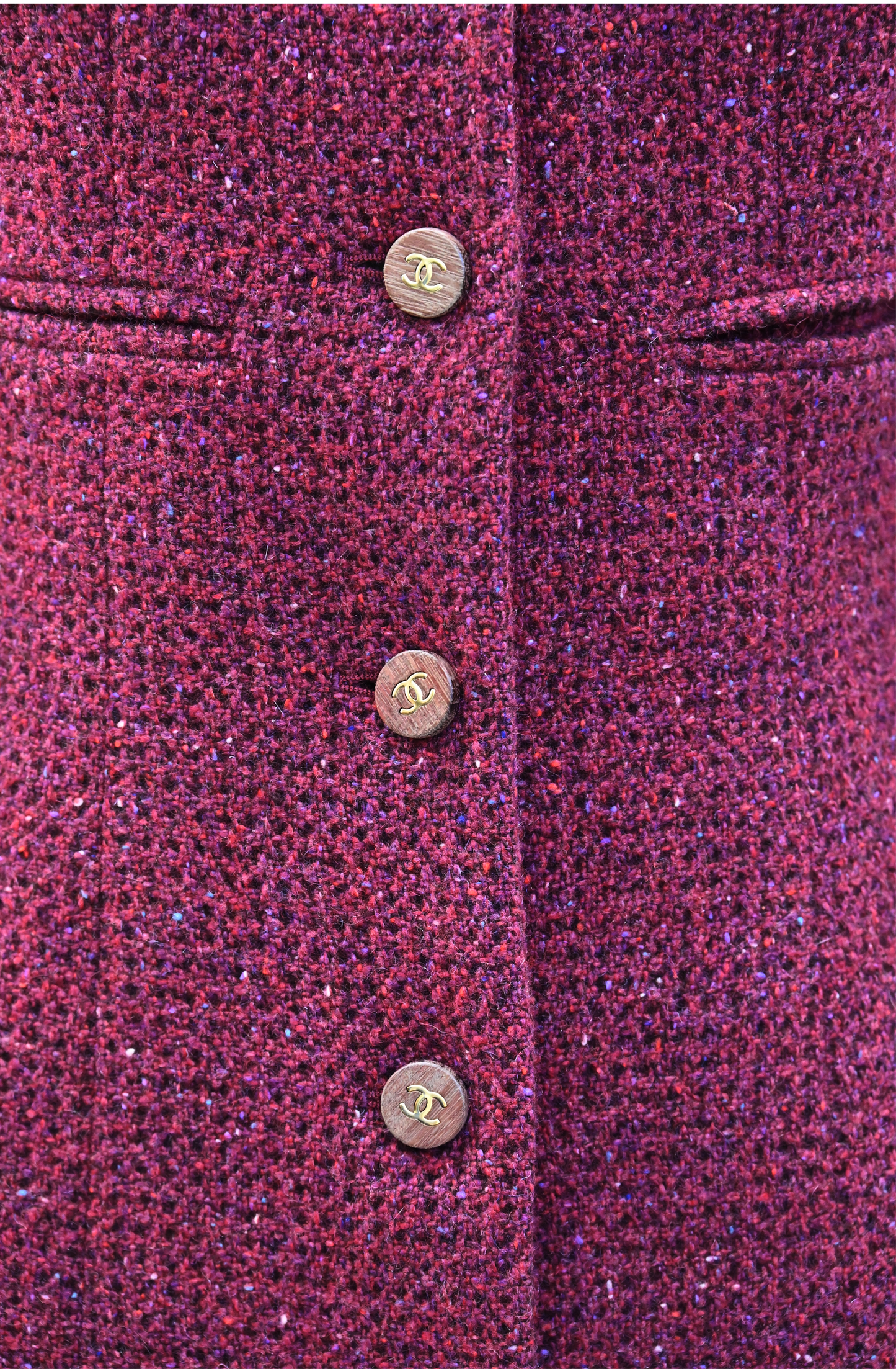 Chanel Cashmere Burgundy Tweed Coat 2001 Collection