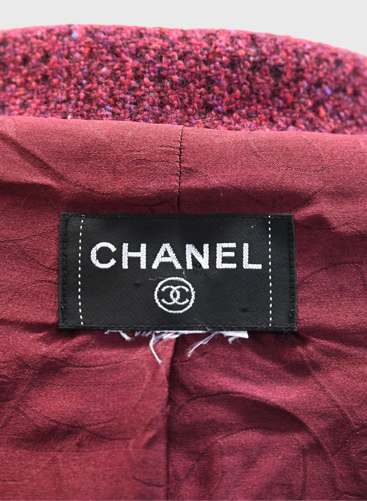 Chanel Cashmere Burgundy Tweed Coat 2001 Collection