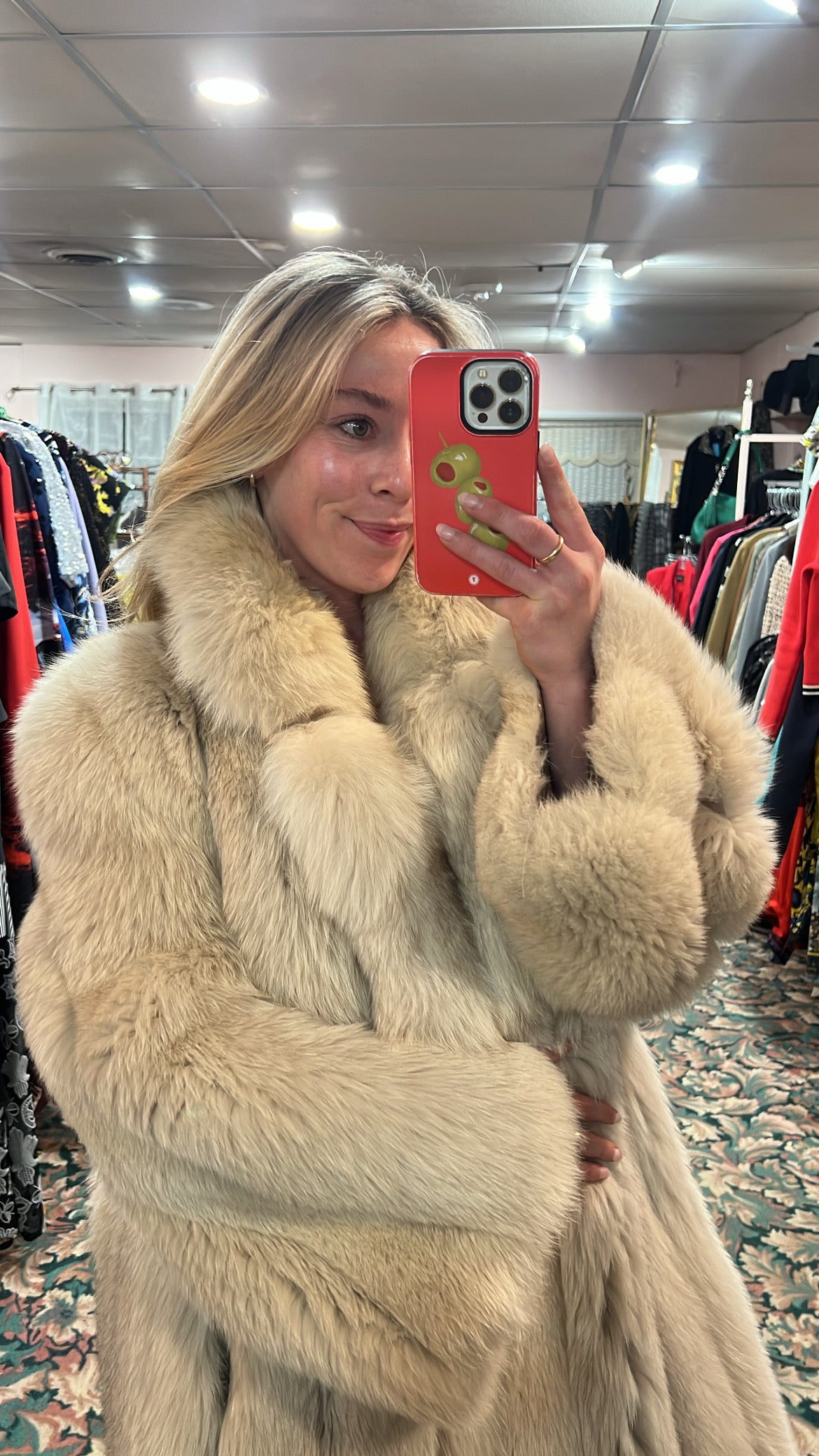 Blush Fox Fur Coat
