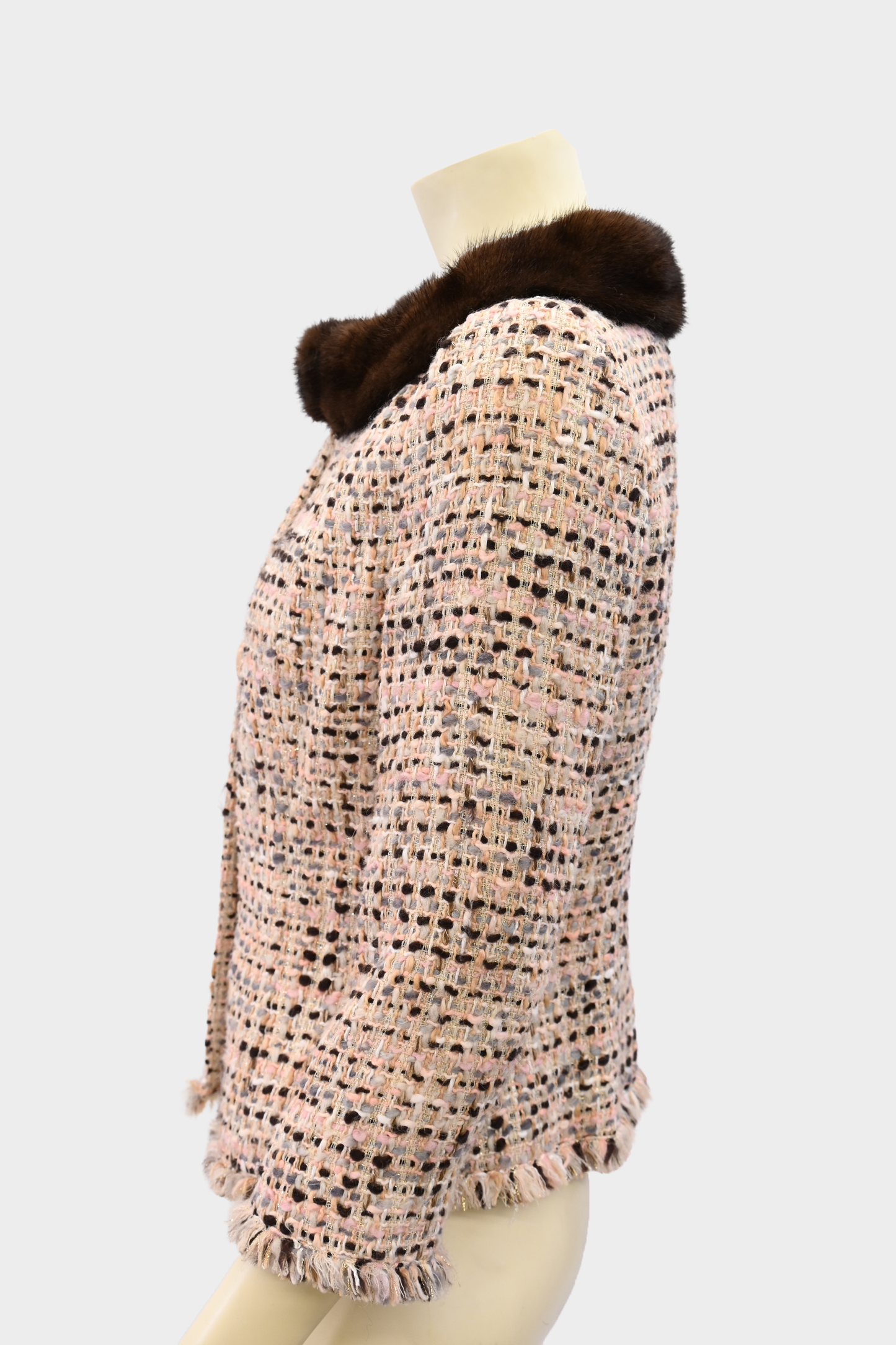 Dana Buchman Tweed Jacket with Mink Trim