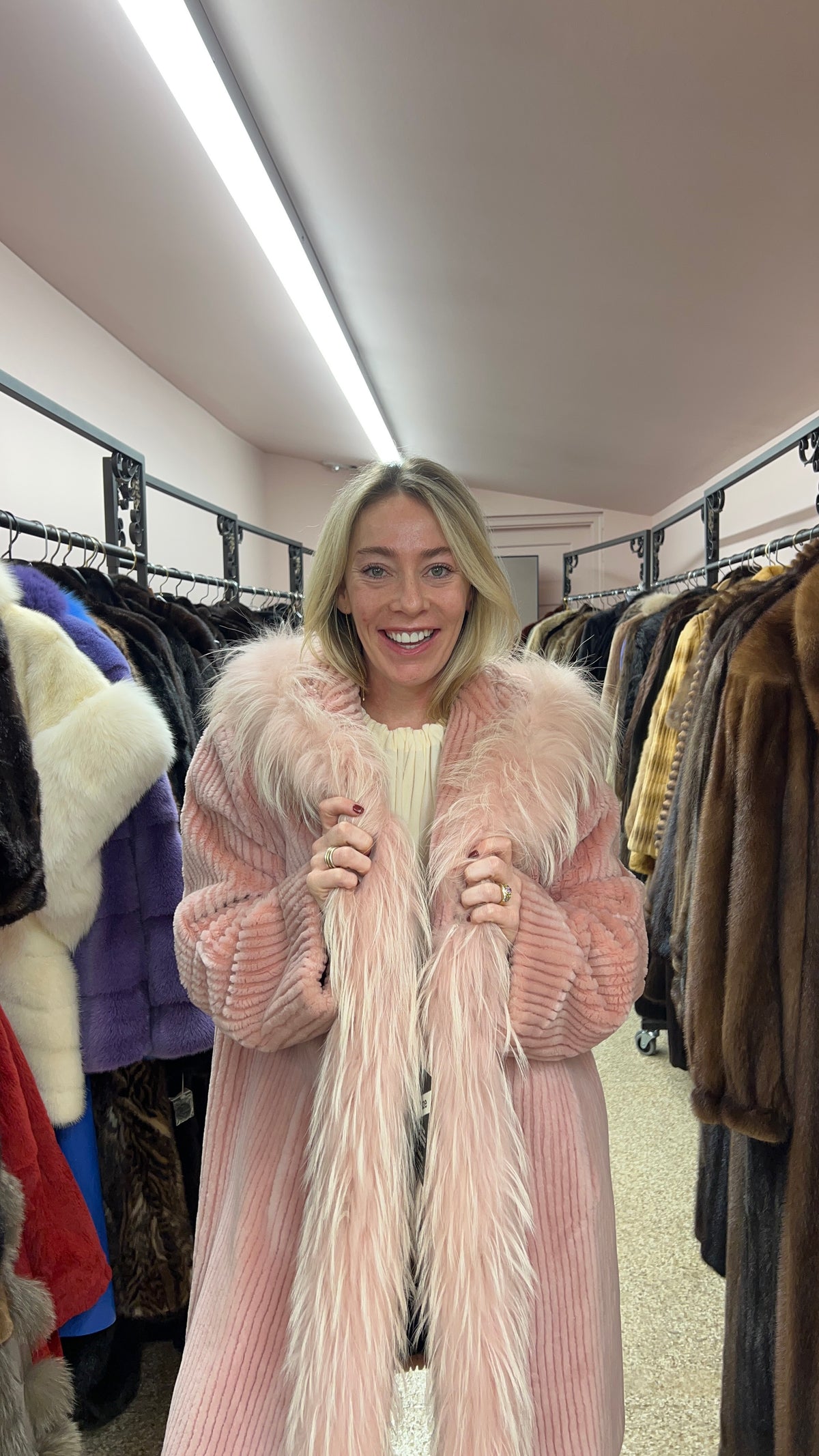 Zuki Sheared Beaver & Feathered Fox Fur Coat